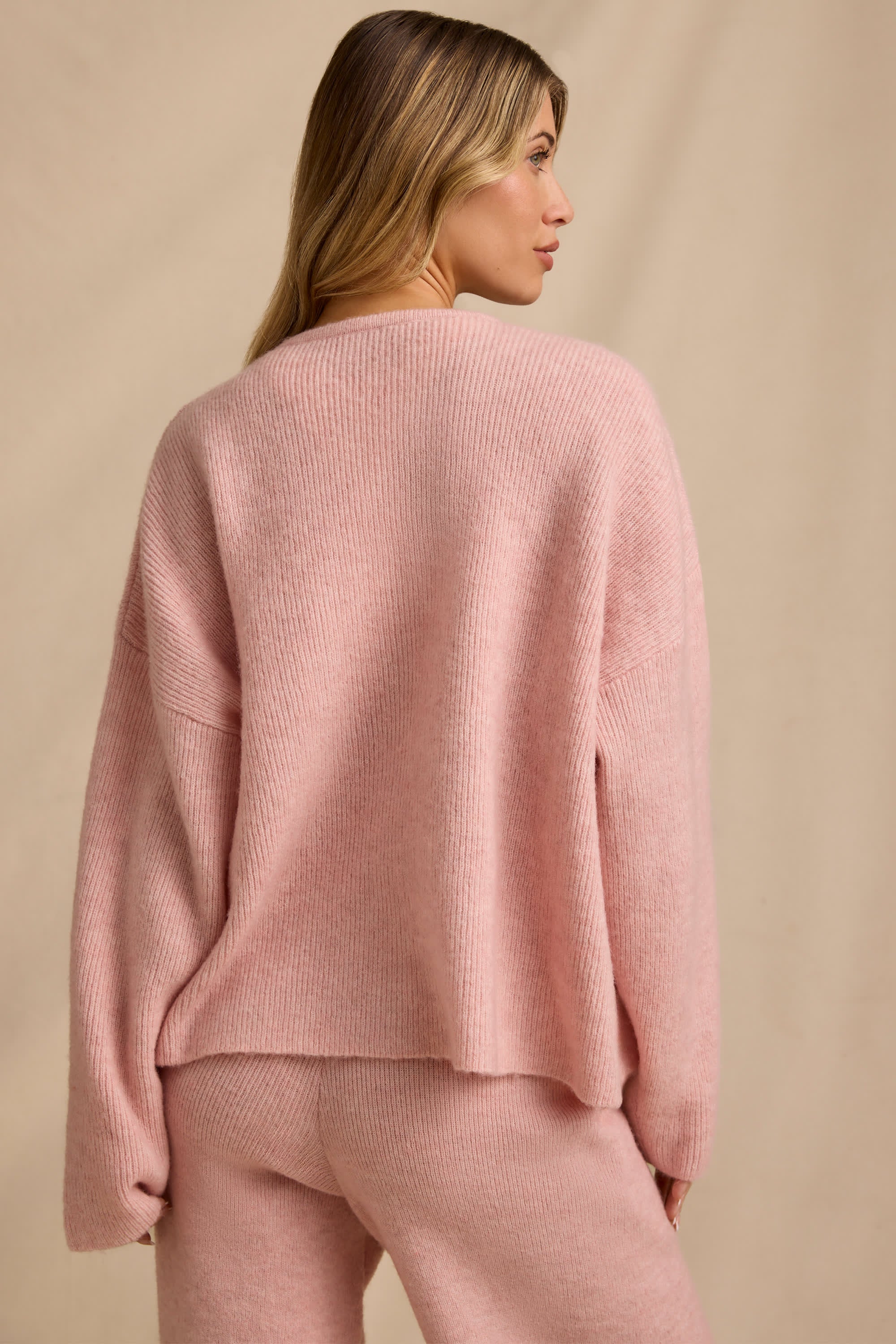 Oversized Zip-Up Cardigan in Blush Pink - Image 2