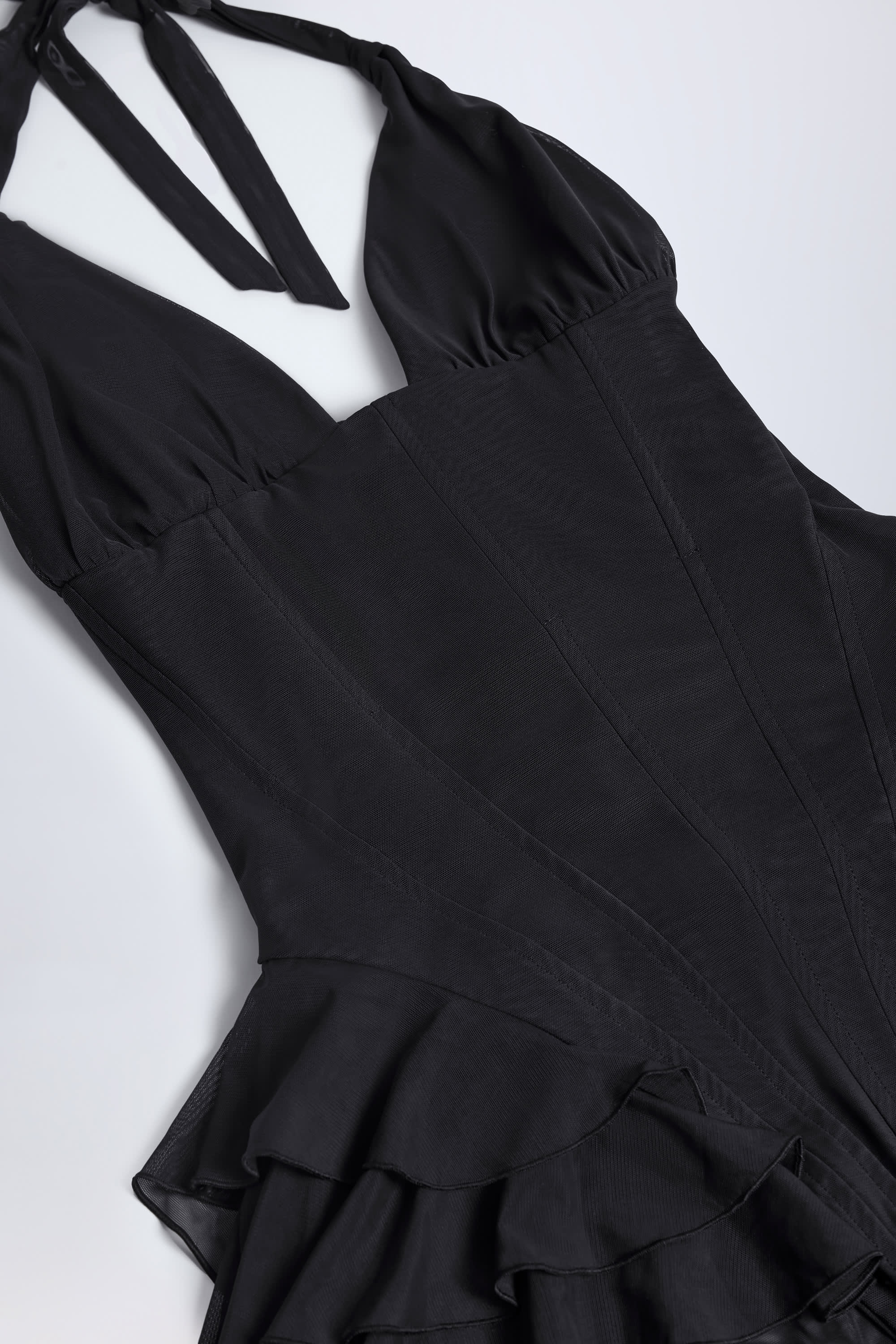 Kristena Ruffled Halterneck Bodysuit in Black - Image 4