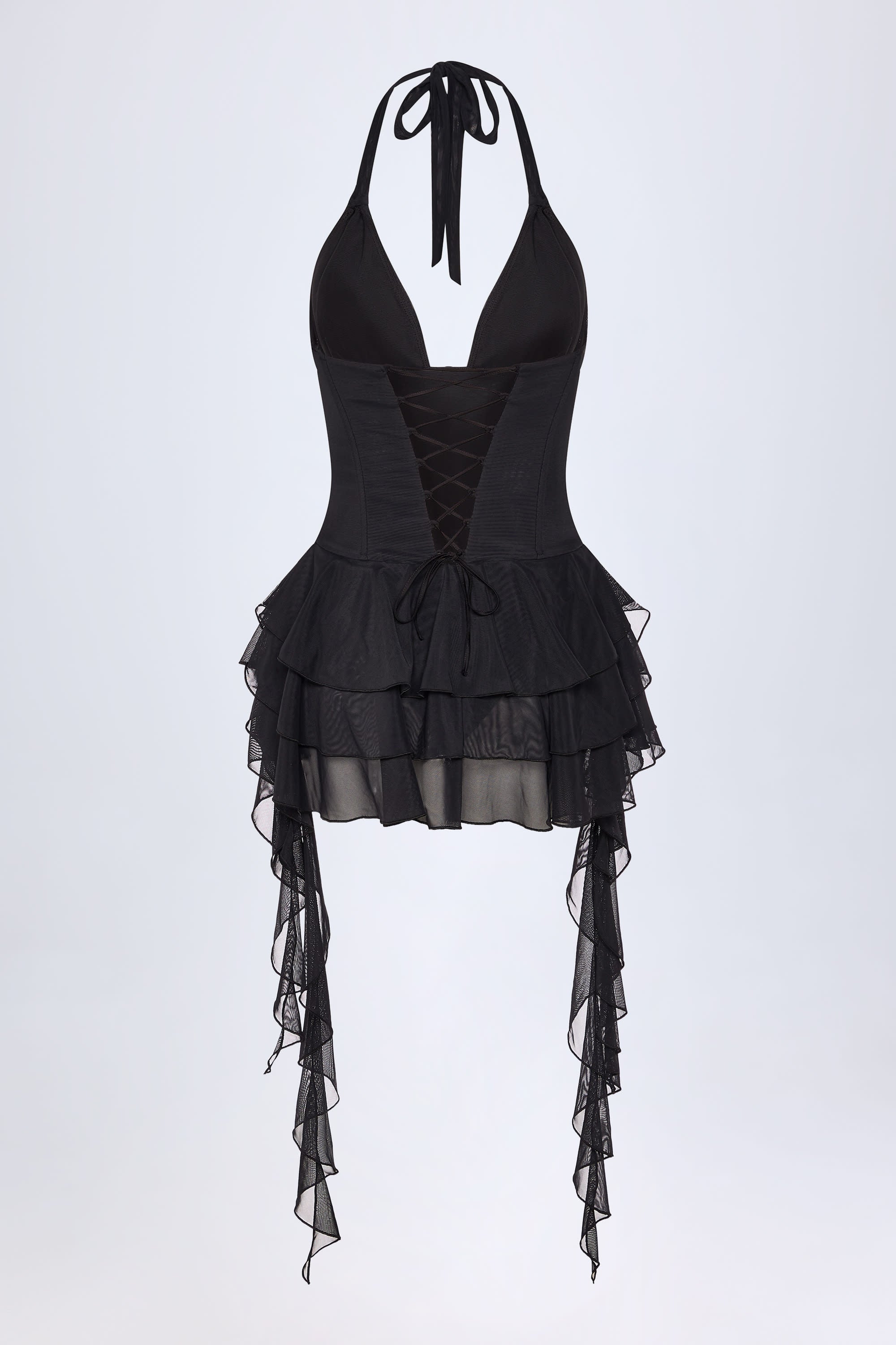 Kristena Ruffled Halterneck Bodysuit in Black - Image 6