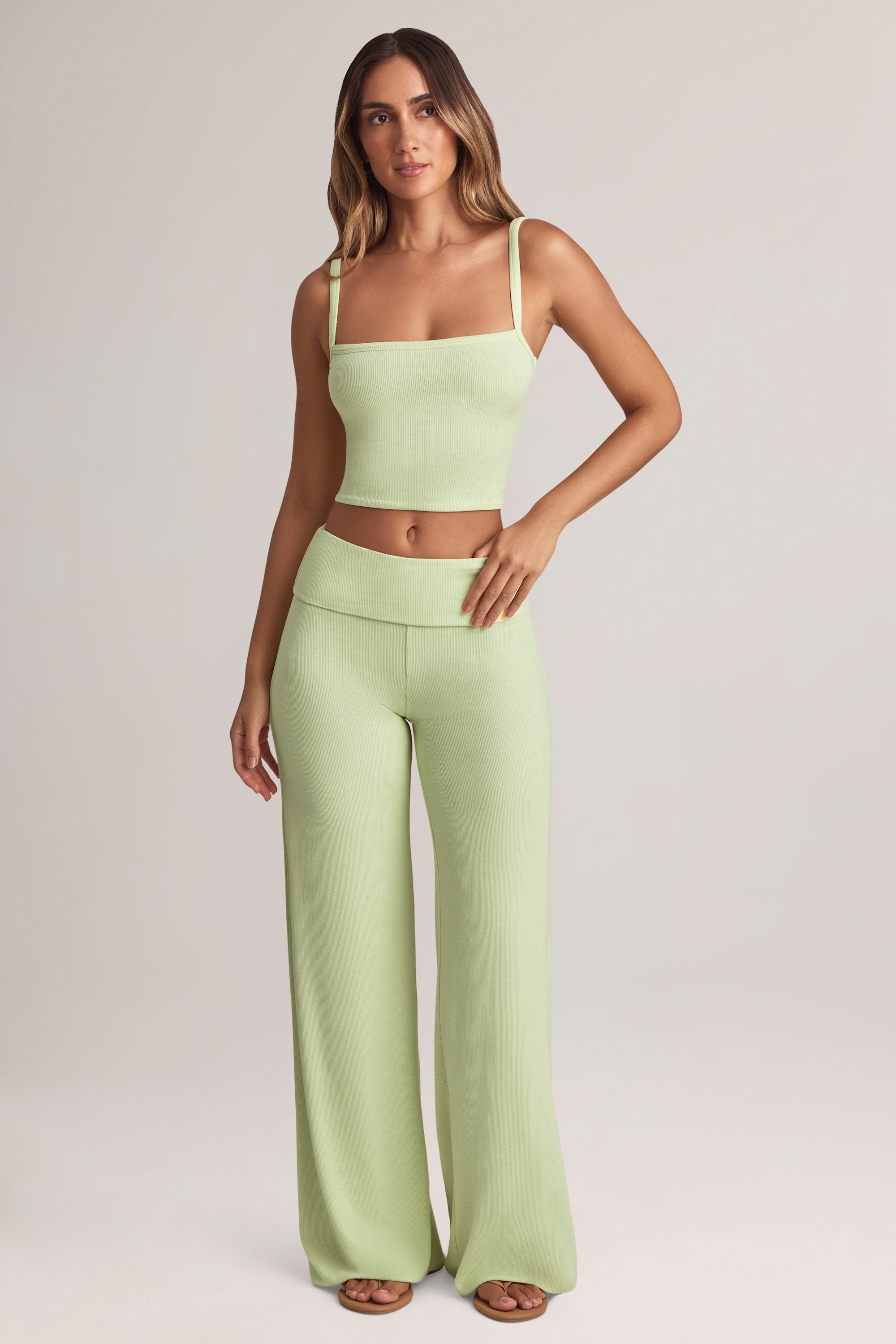 Lai Modal Square-Neck Camisole Top in Sage Green - Image 6