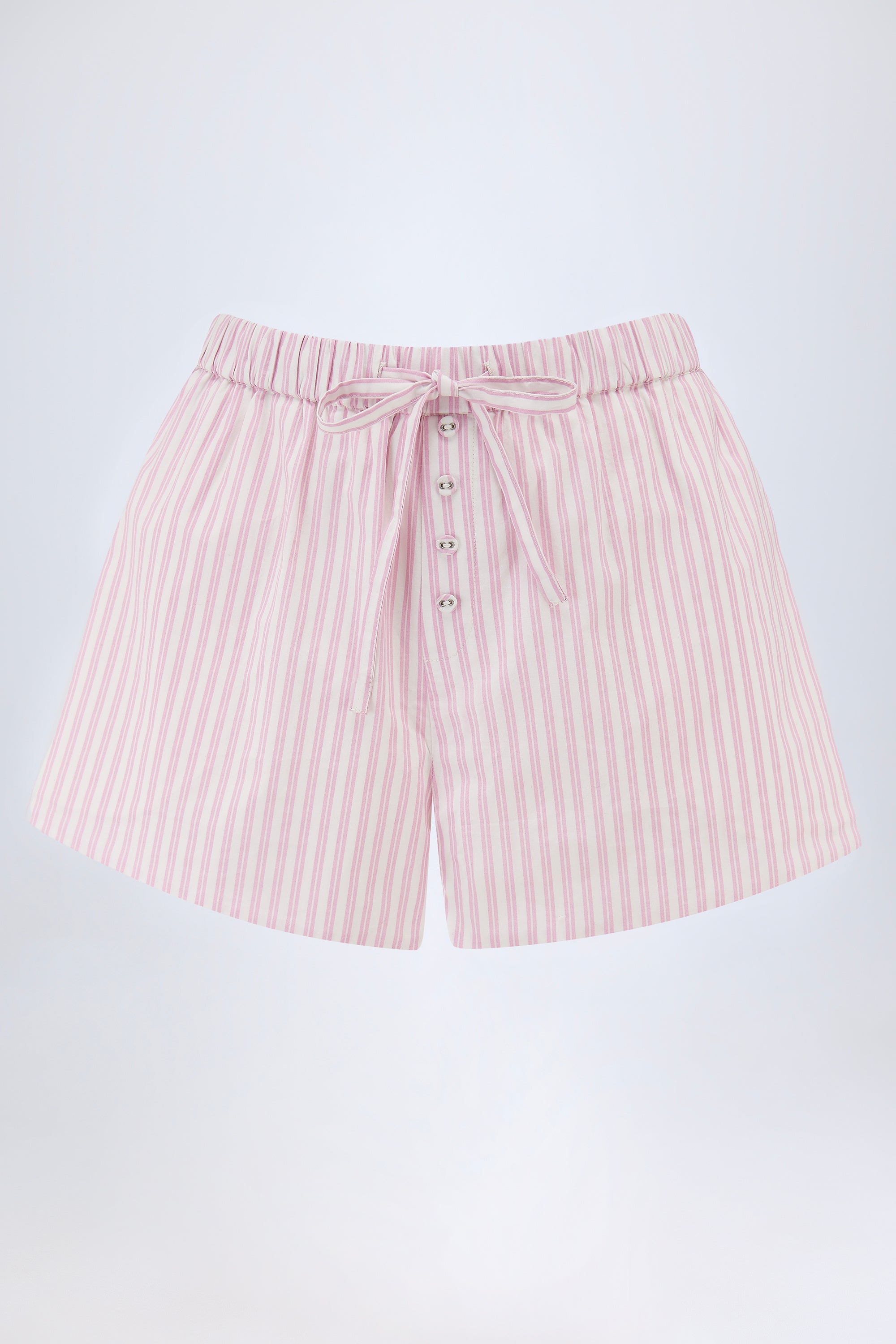 Lariana Mid-Rise Shorts in Soft Mauve Stripe - Image 2