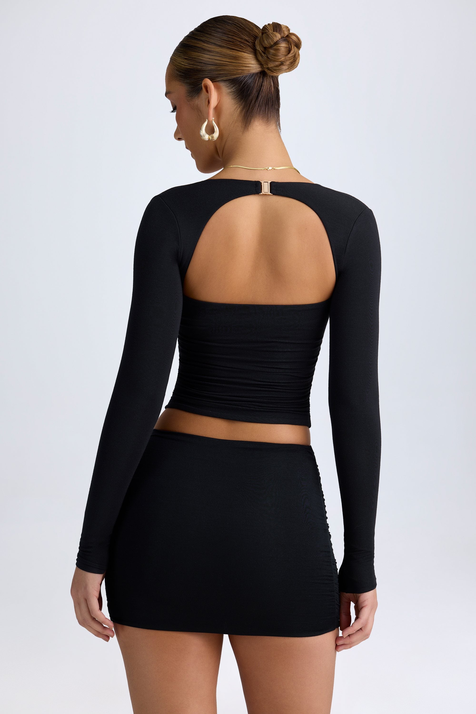 Layna Modal Halterneck Ruched Top in Black - Image 2