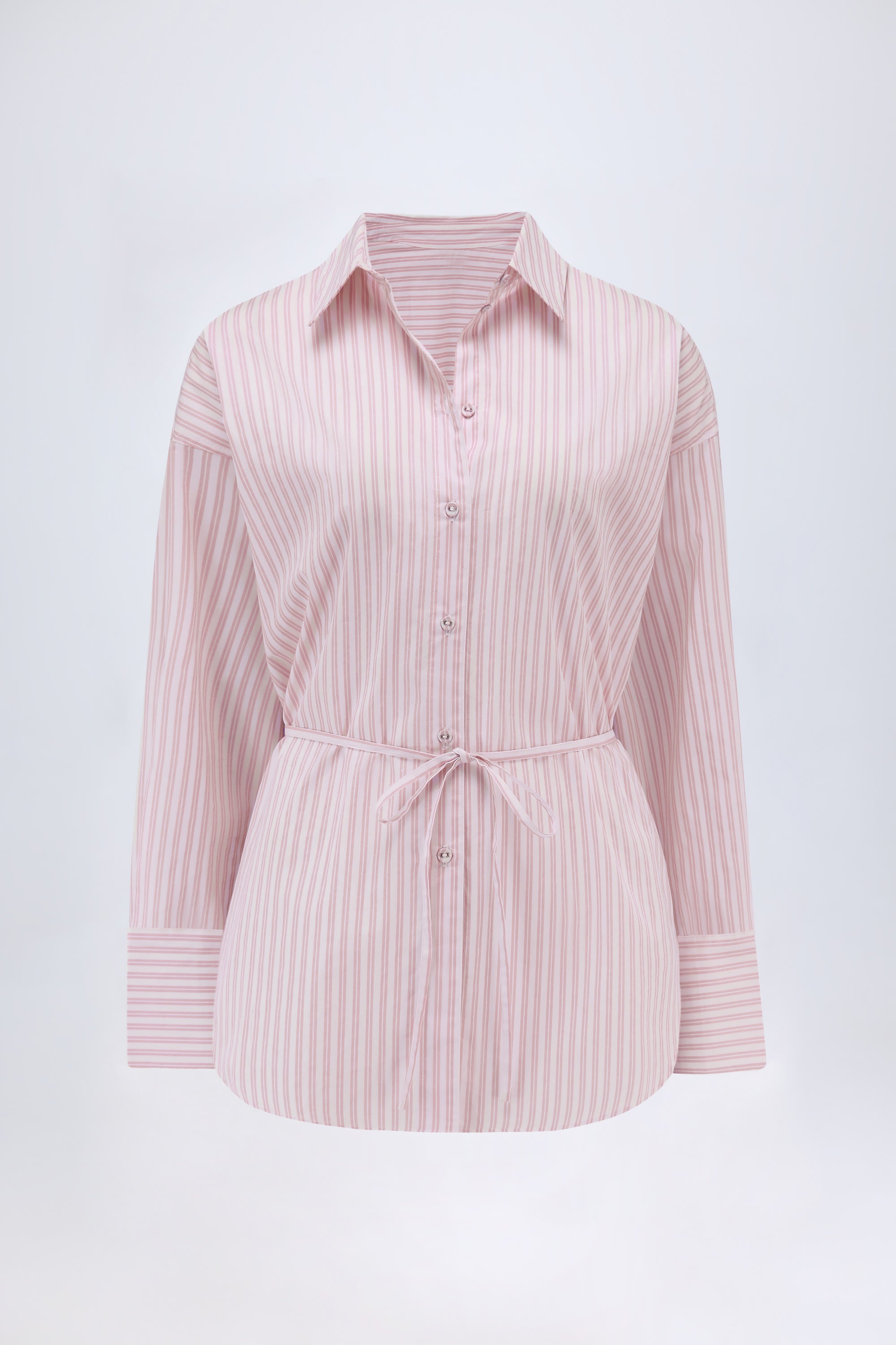 Lerici Oversized Shirt in Soft Mauve Stripe - Image 2