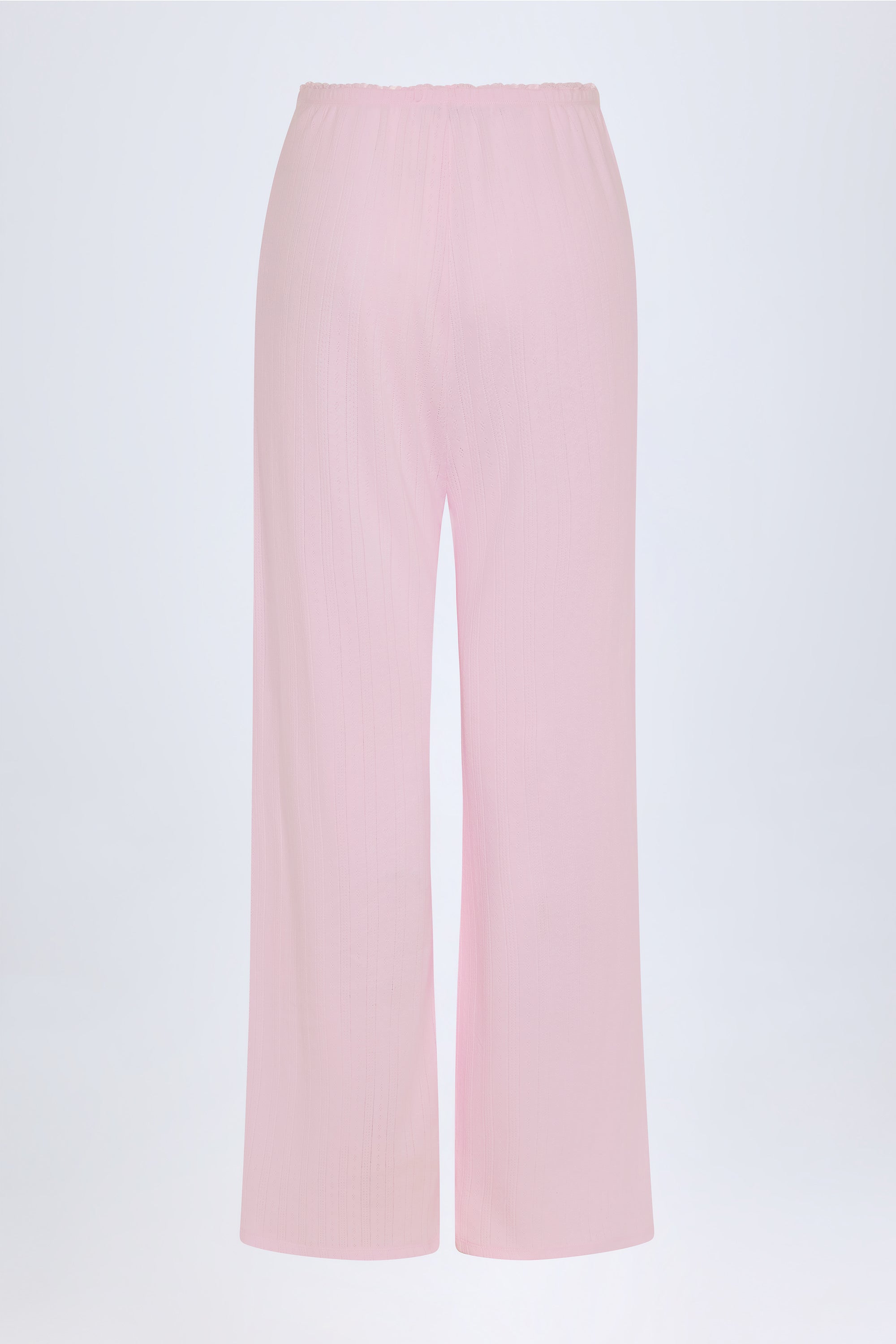 Libby Pointelle Mid-Rise Straight-Leg Trousers in Baby Pink - Image 4