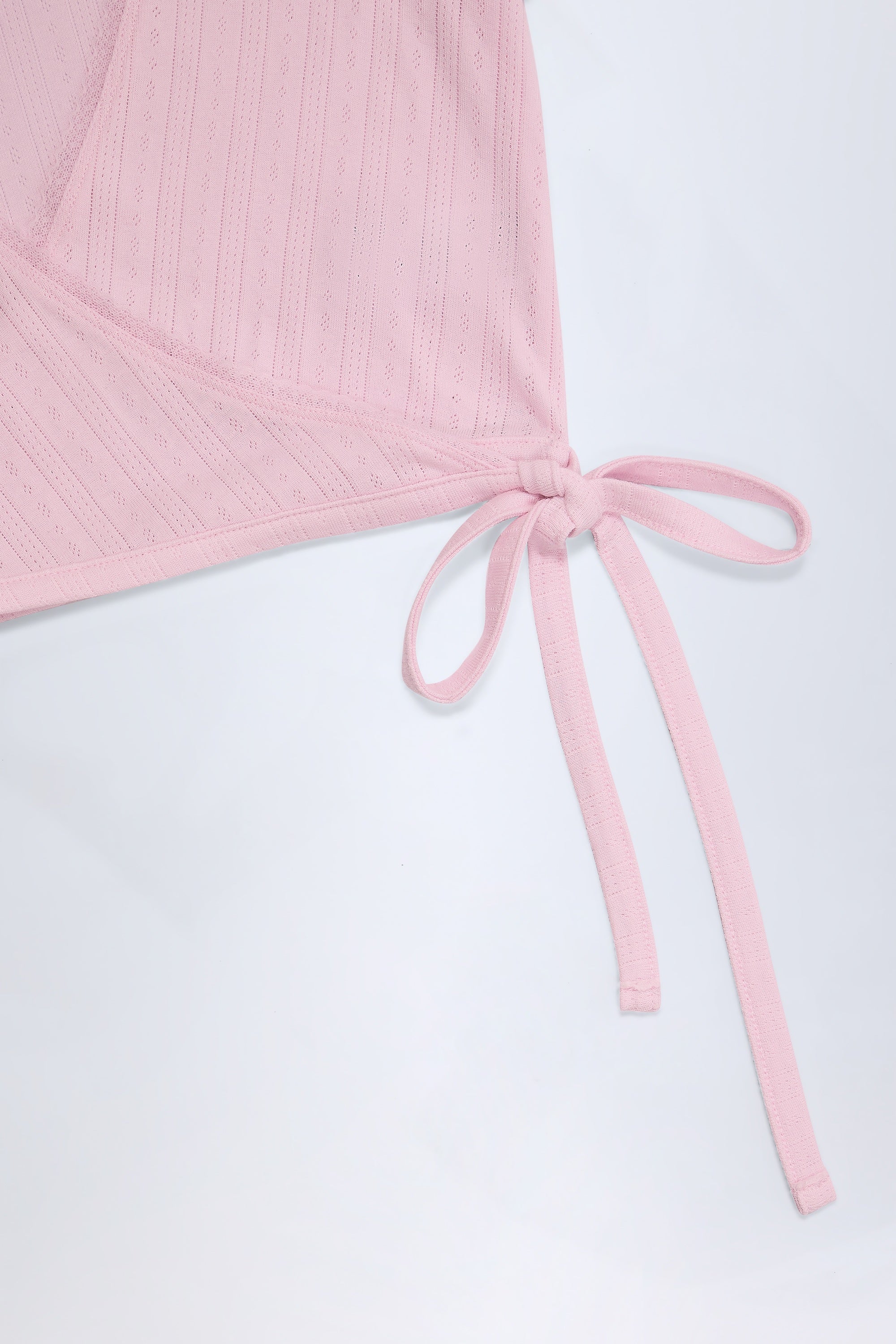 Lou Pointelle Wrap Crop Top in Baby Pink - Image 5
