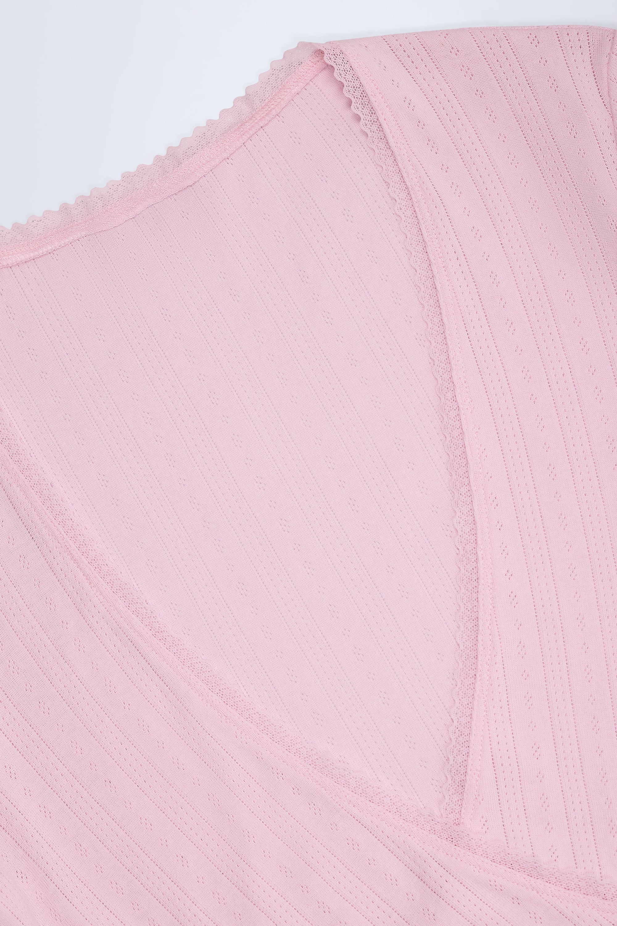 Lou Pointelle Wrap Crop Top in Baby Pink - Image 6