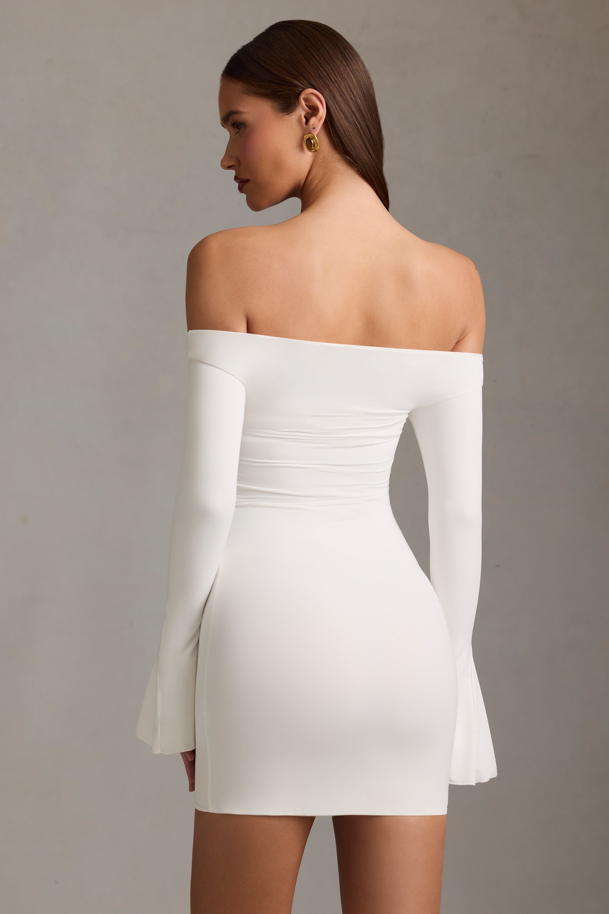 Madelina Off-Shoulder Cut-Out Mini Dress in White - Image 3