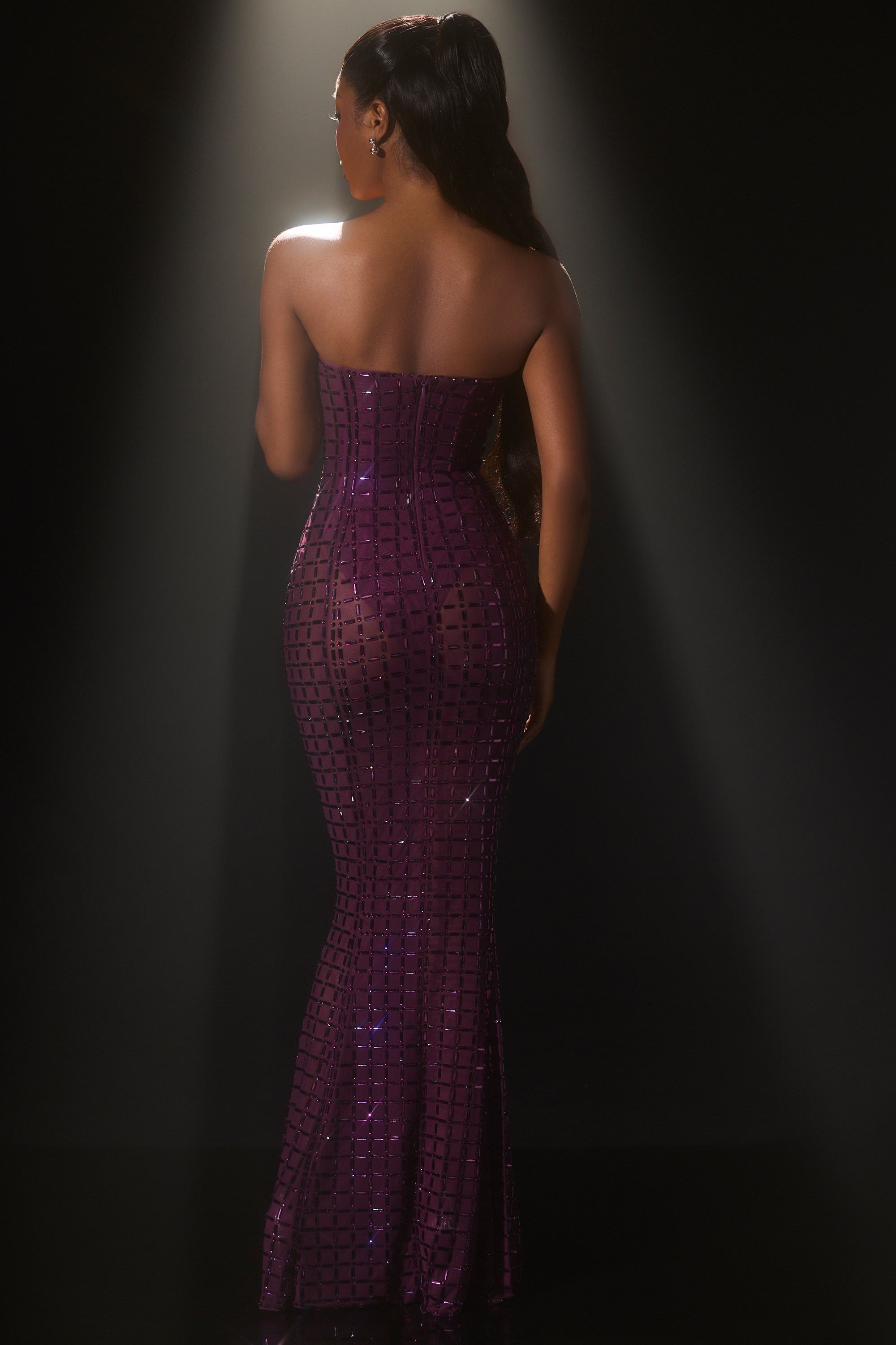 Marleni Embellished Strapless Gown in Deep Purple - Image 2