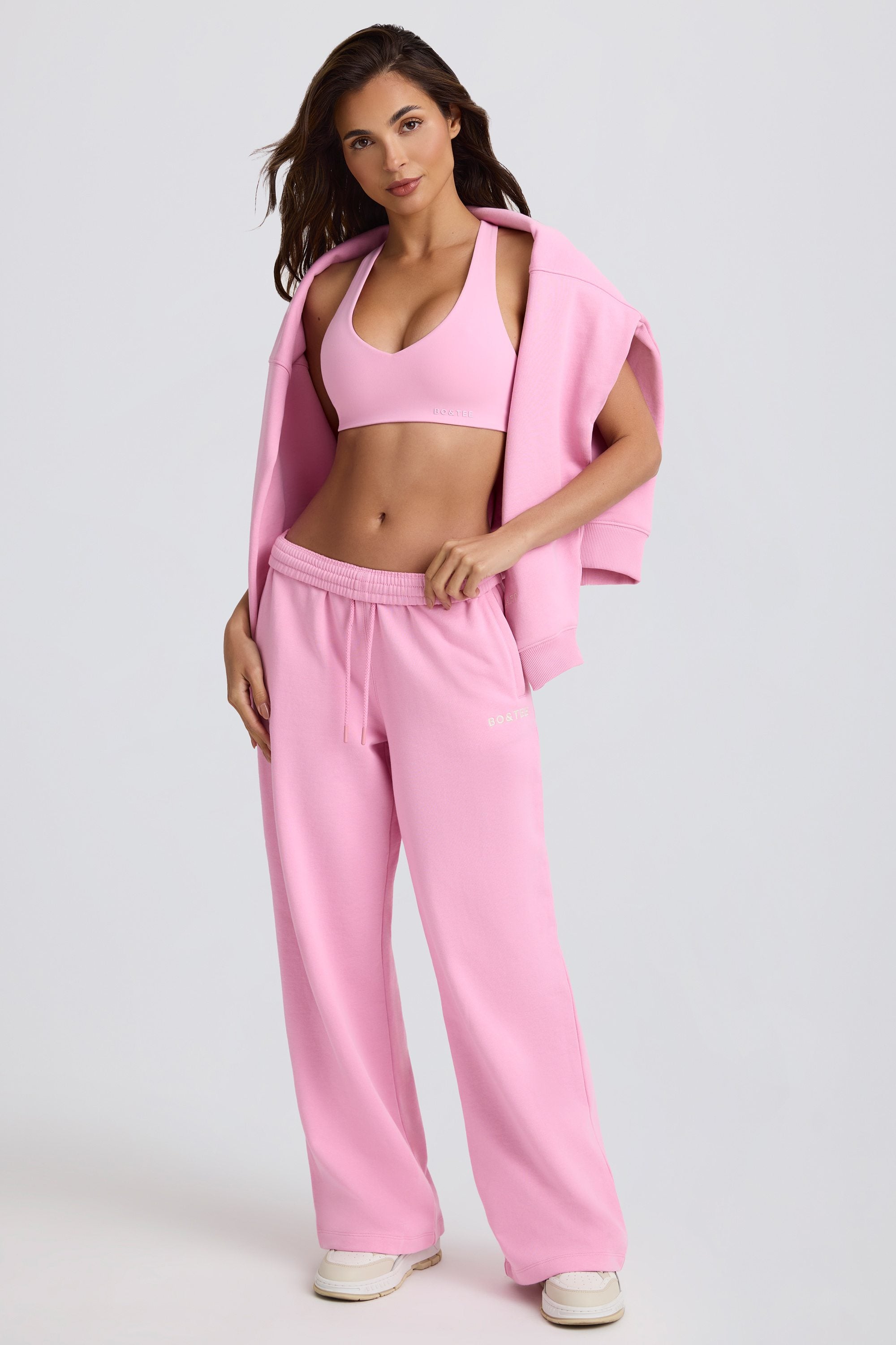 Mid-Rise Wide-Leg Joggers in Baby Pink - Image 11