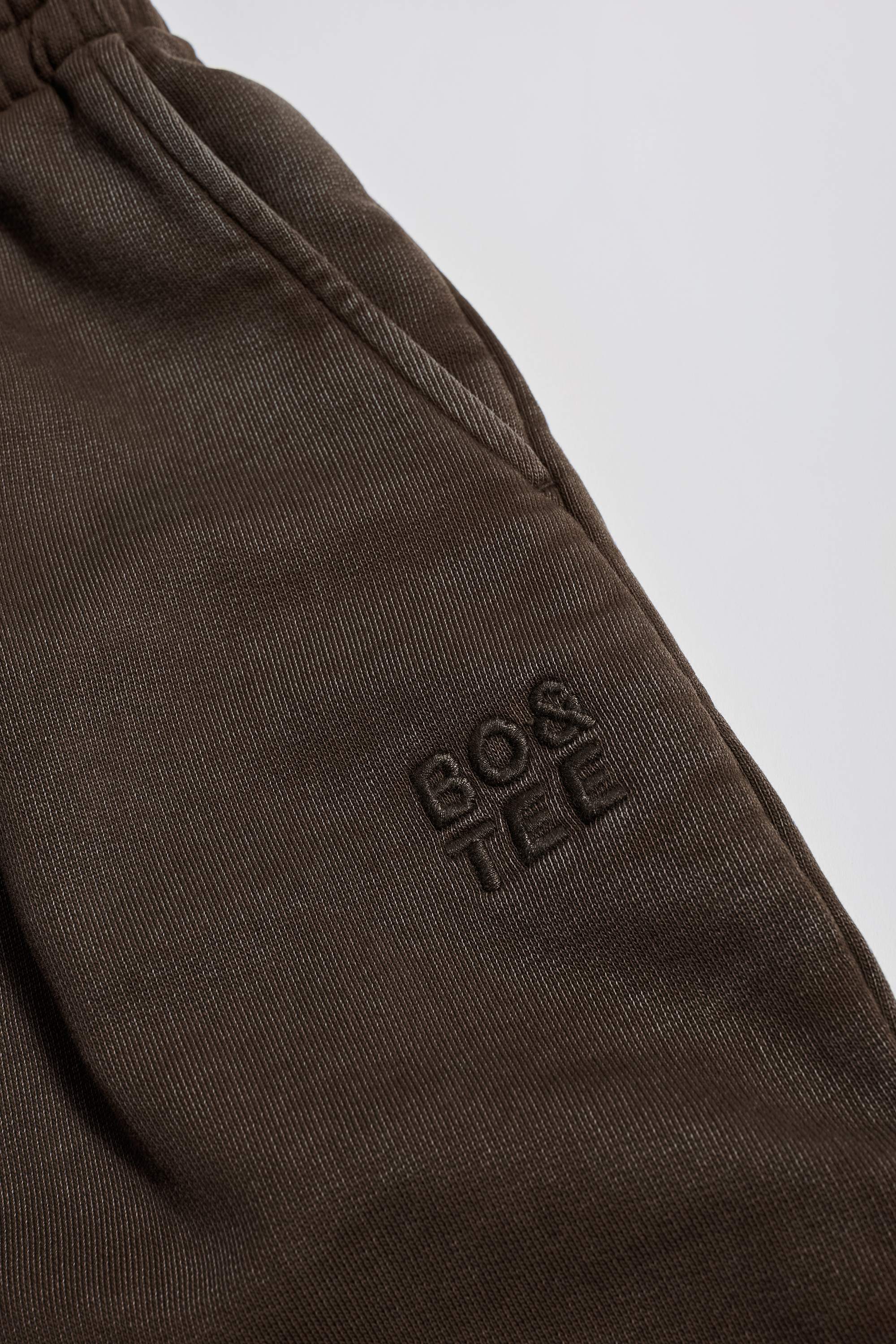 Acid Wash Wide-Leg Joggers in Brown - Image 6