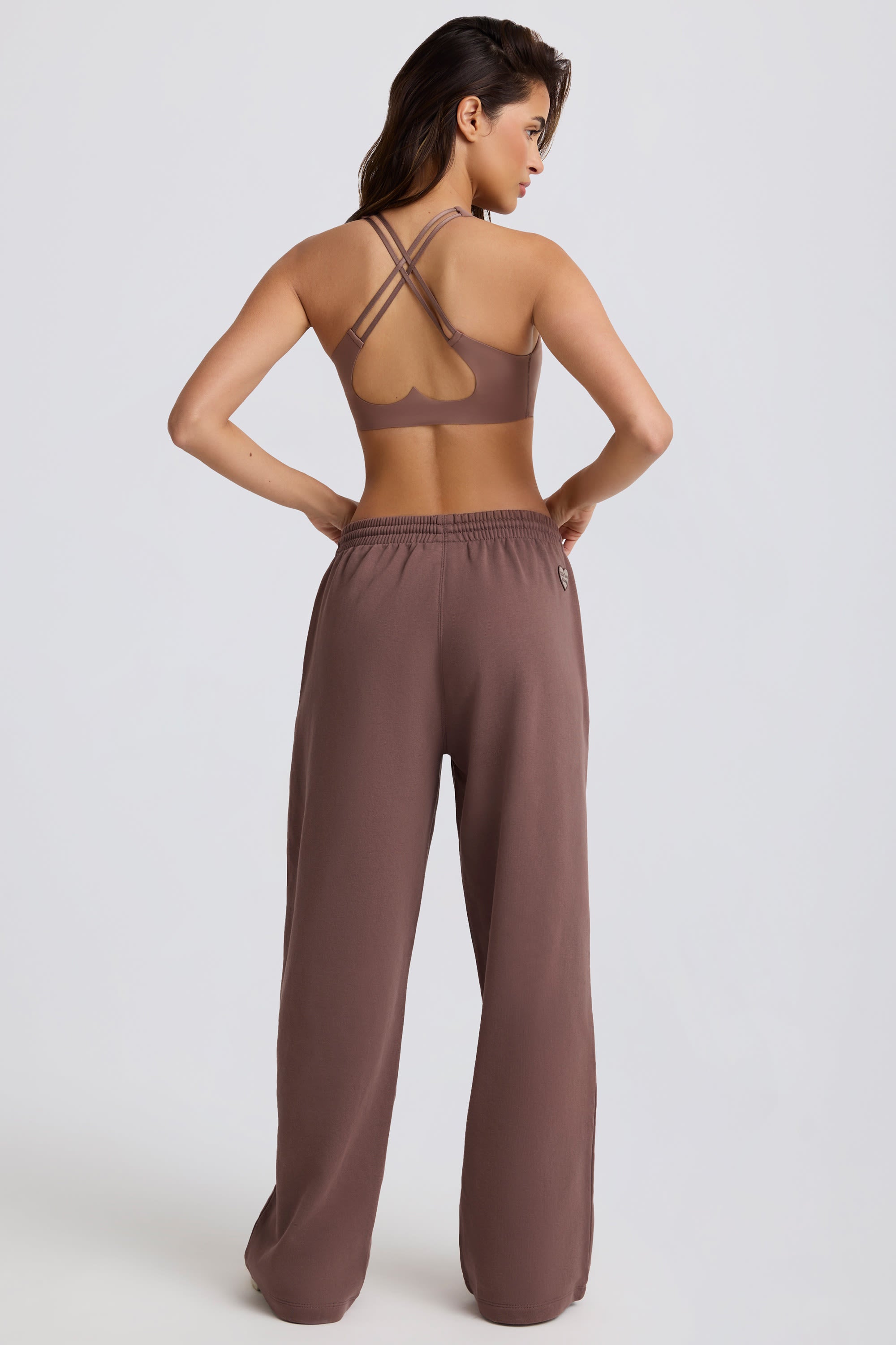 Mid-Rise Wide-Leg Joggers in Mocha - Image 2