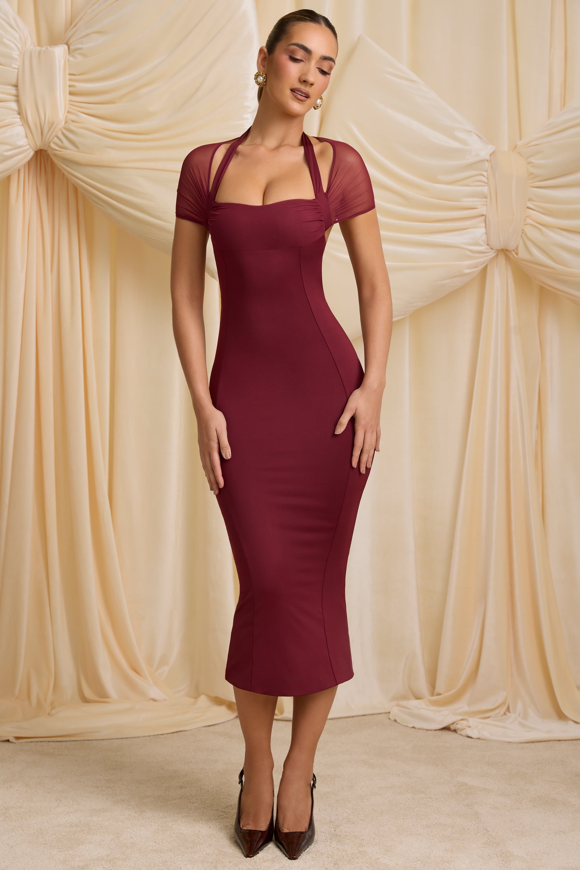 Milita Slinky Jersey Open-Back Midaxi Dress in Wine Red - Image 7