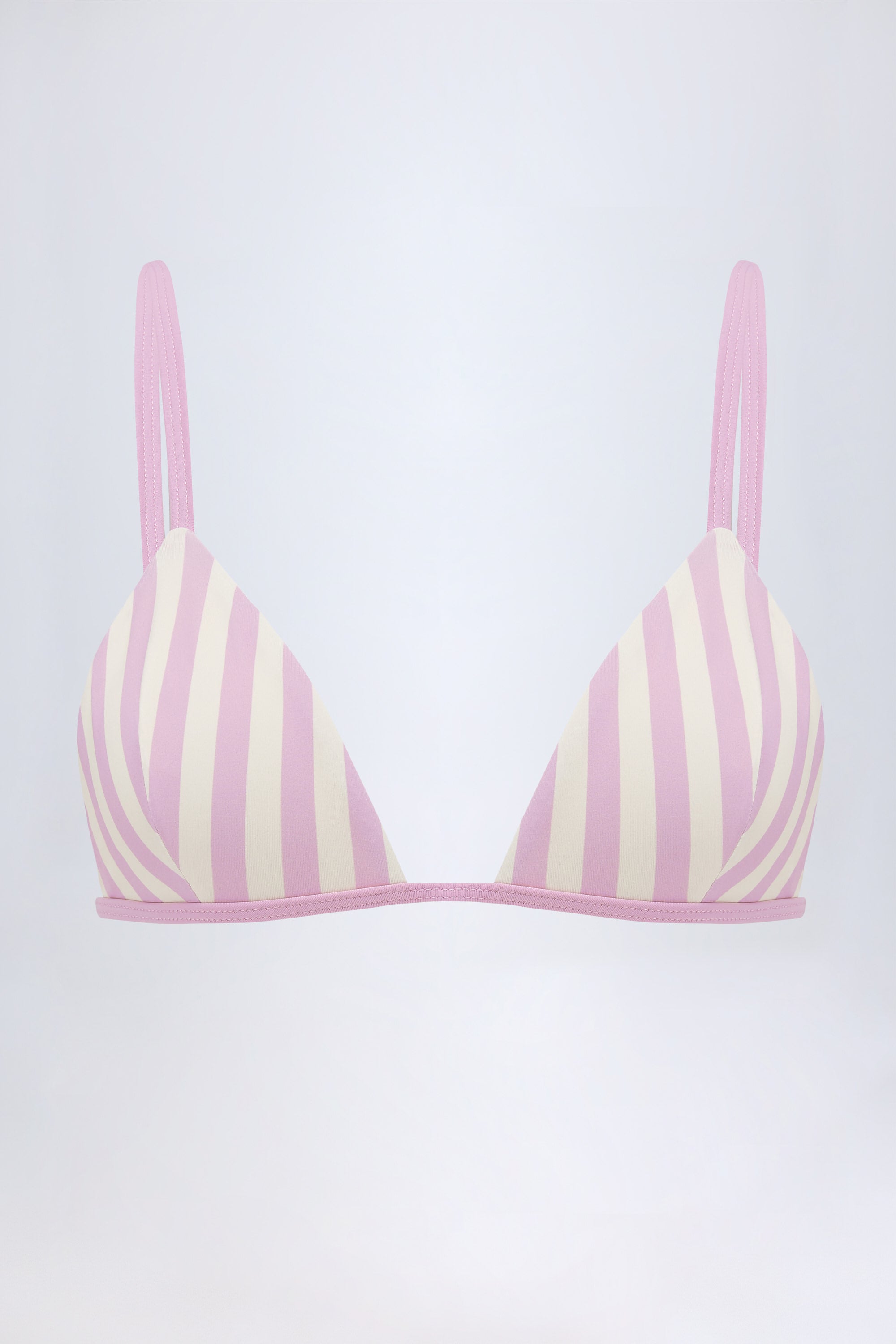 Montauk Triangle Bikini Top in Mauve Stripe - Image 2
