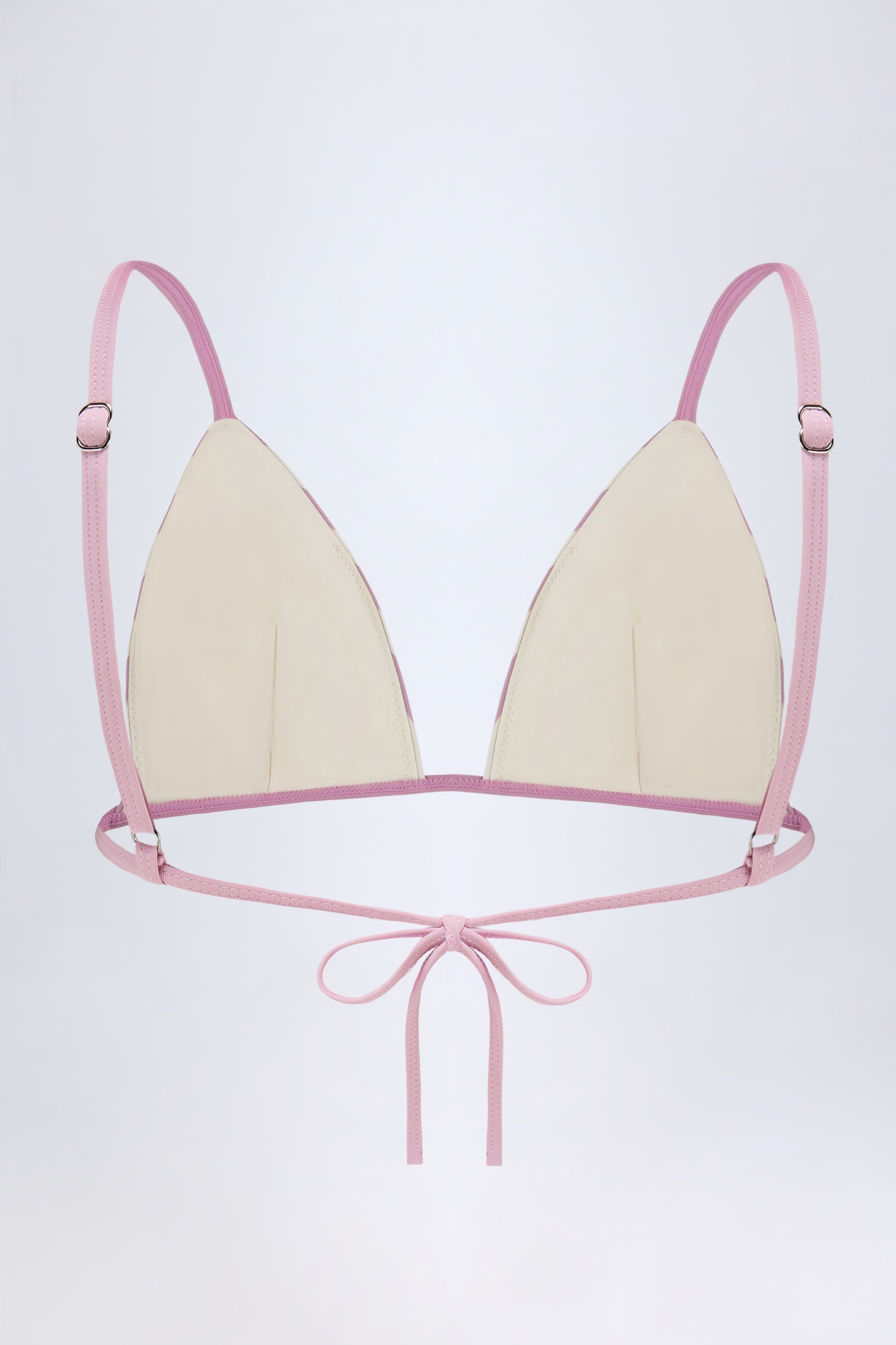 Montauk Triangle Bikini Top in Mauve Stripe - Image 3