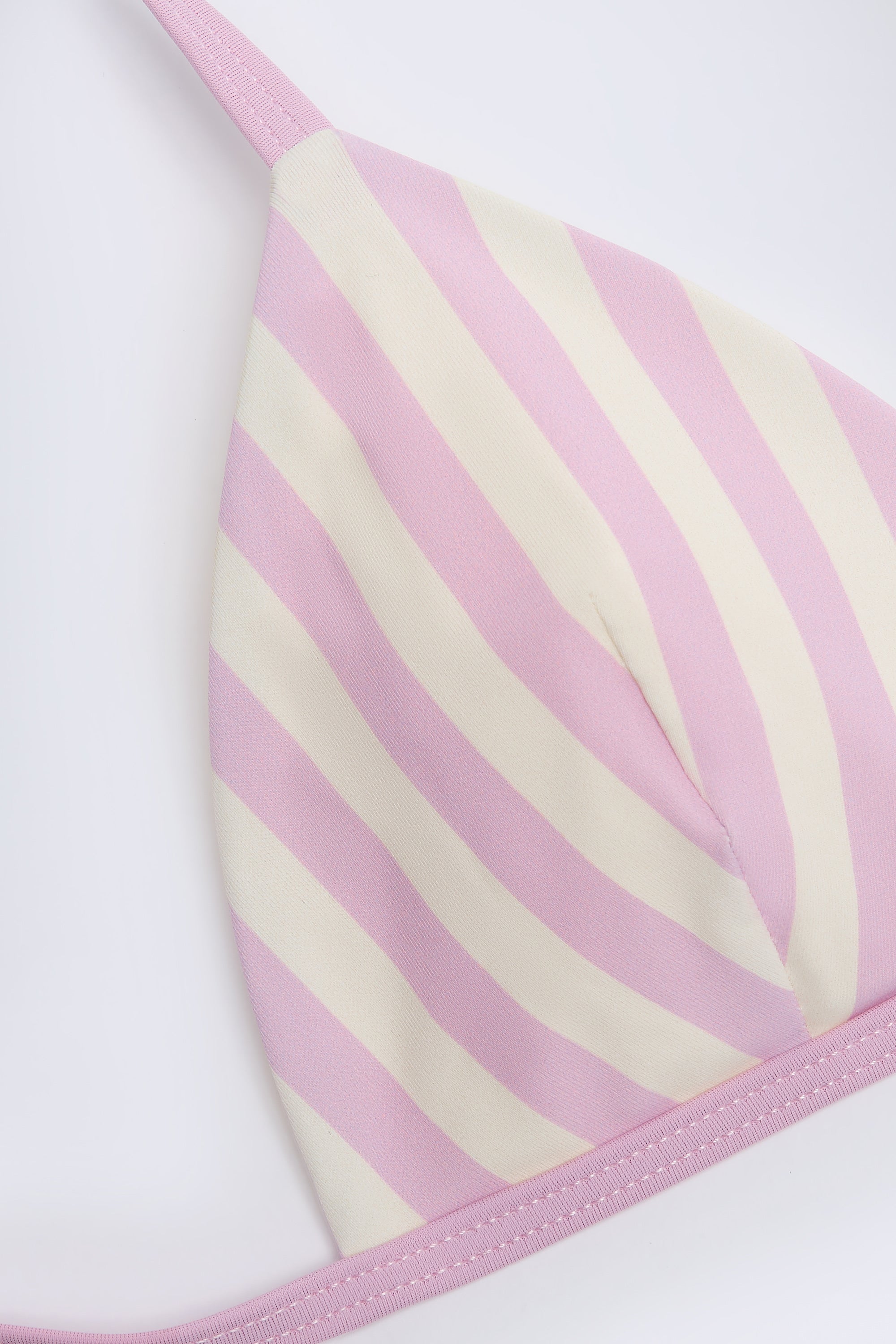 Montauk Triangle Bikini Top in Mauve Stripe - Image 4