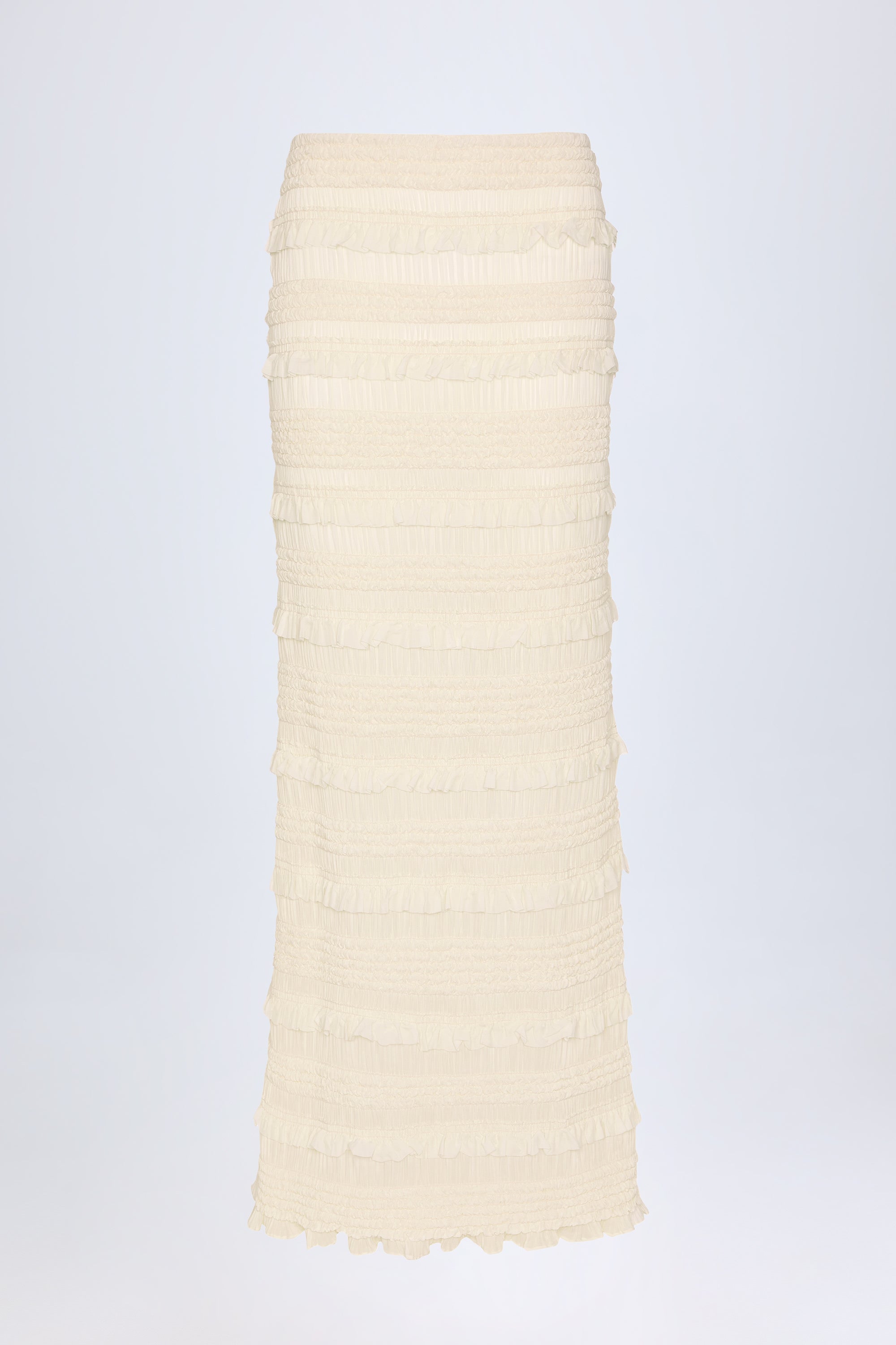Naima Ruffled Mid-Rise Maxi Skirt in Ivory