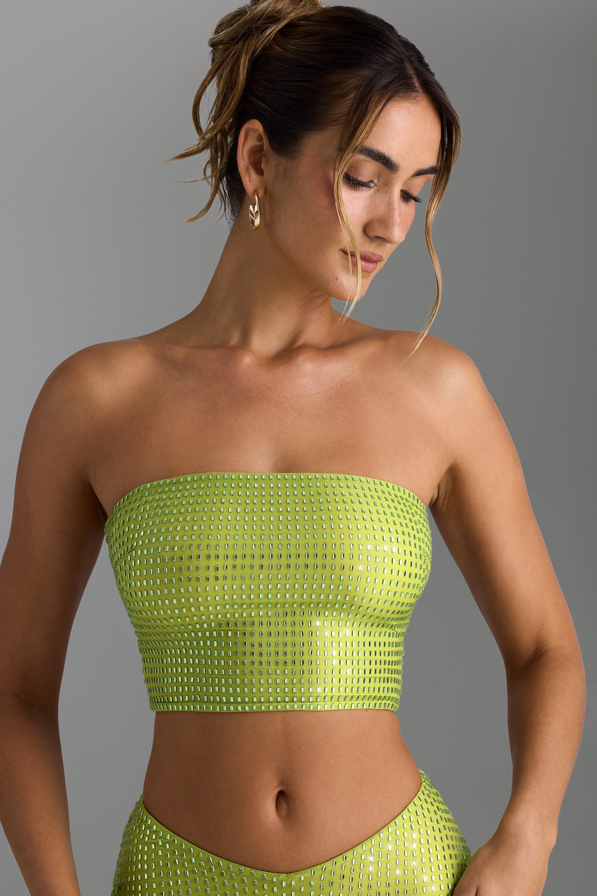 Nanaka Embellished Strap-Detail Top in Pear Green - Image 4