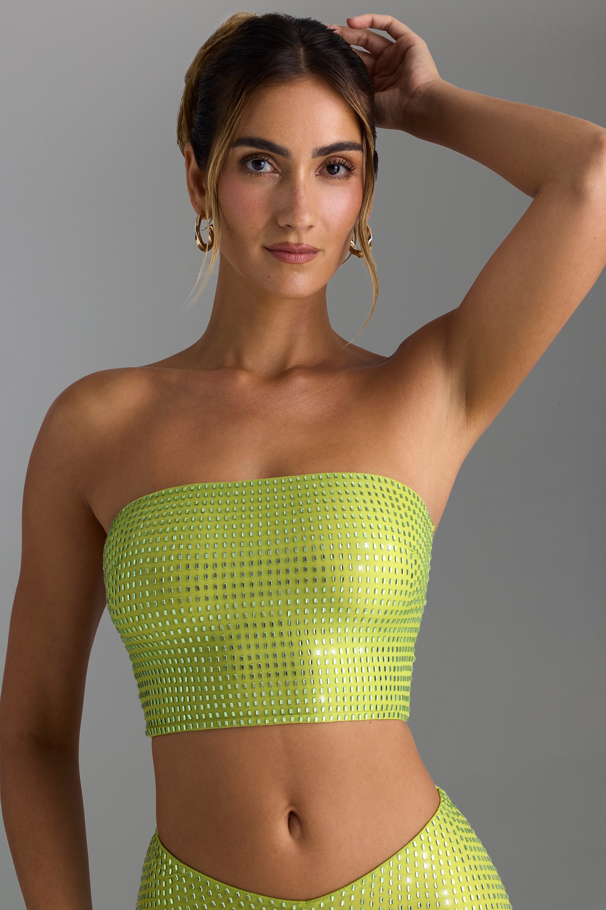 Nanaka Embellished Strap-Detail Top in Pear Green - Image 6