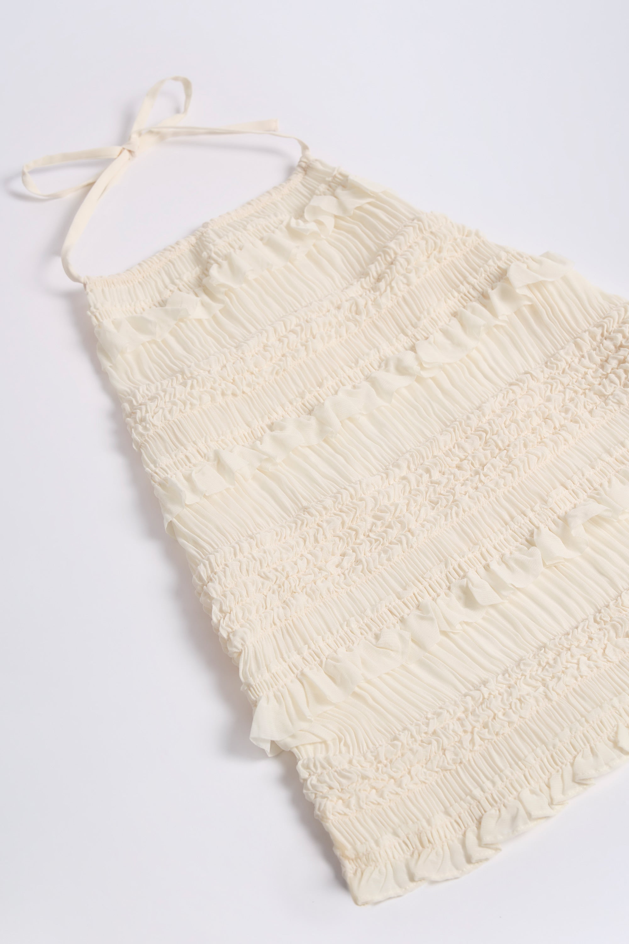 Natesha Ruffled High-Neck Backless Top in Ivory - Image 5