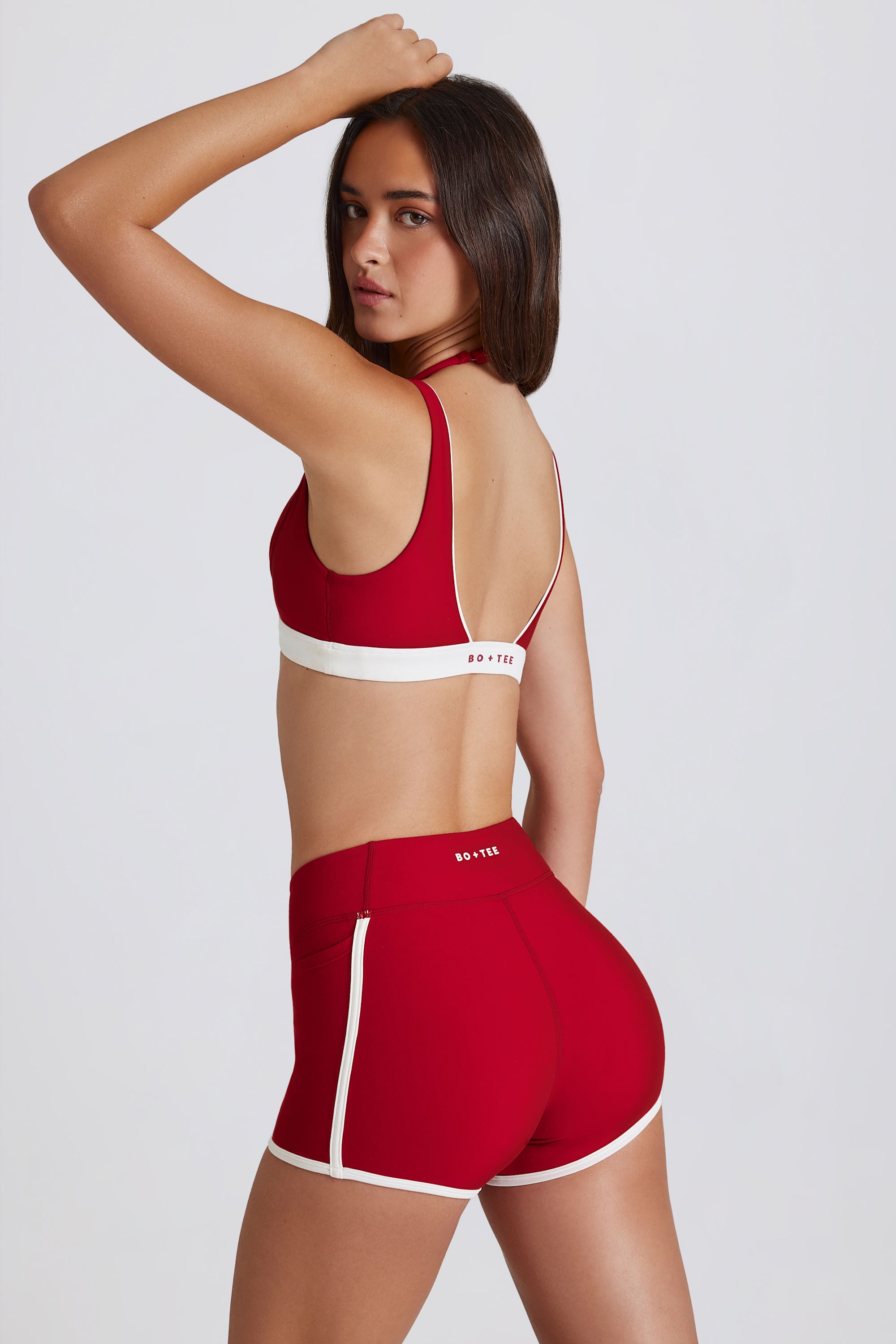 Soft Active Contrast Mini Shorts in Dark Red - Image 2