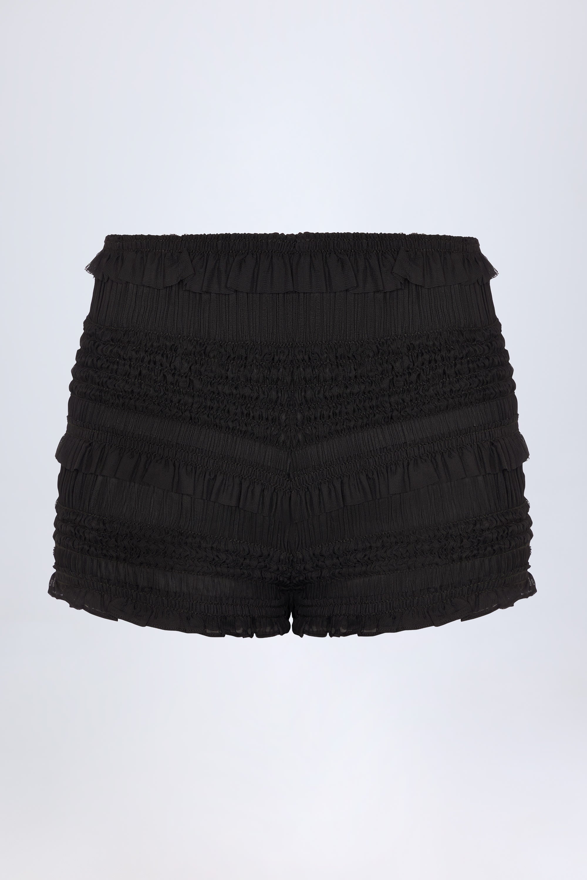Orla Ruffled Mid-Rise Shorts in Black