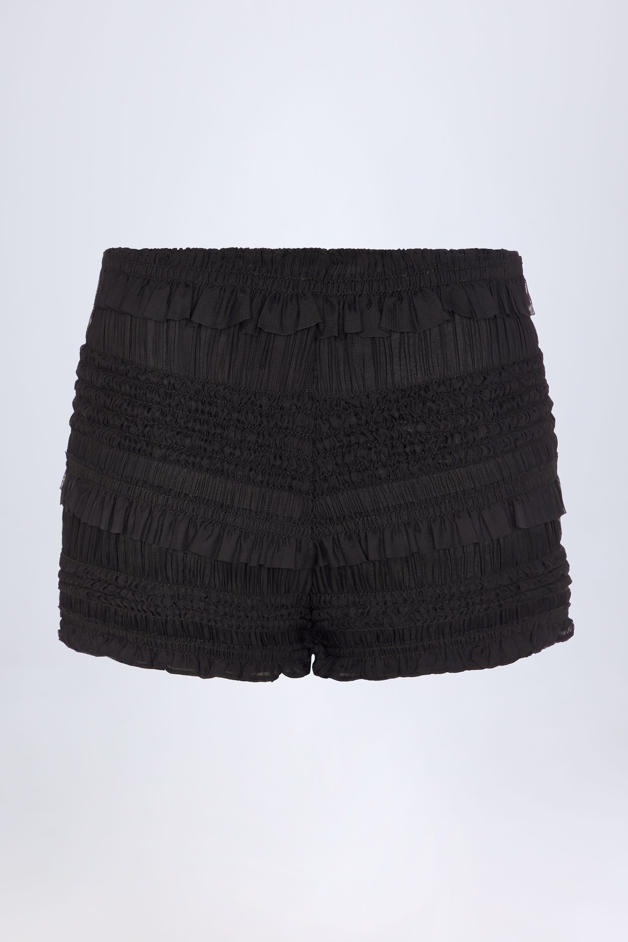 Orla Ruffled Mid-Rise Shorts in Black - Image 6