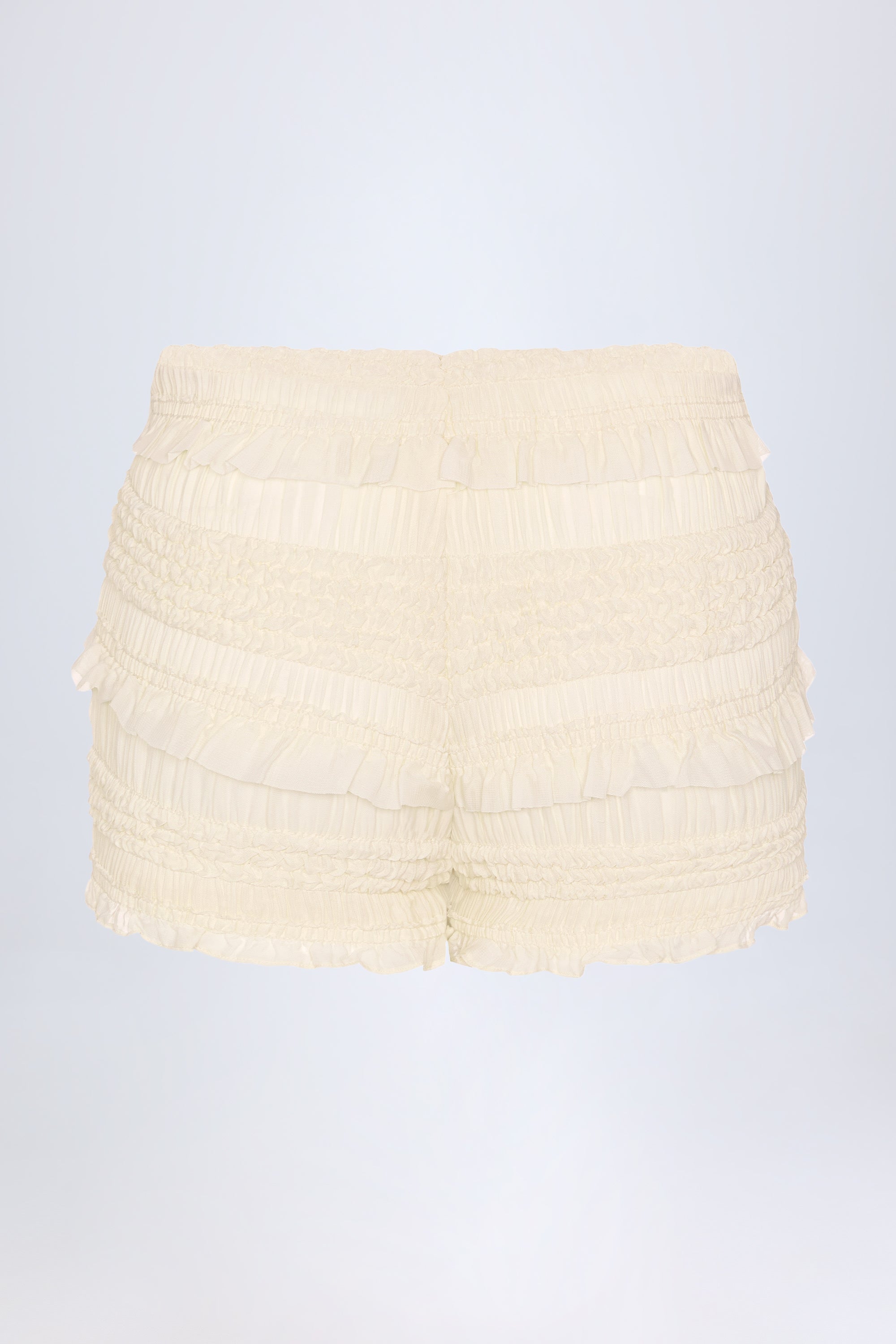 Orla Ruffled Mid-Rise Shorts in Ivory - Image 5