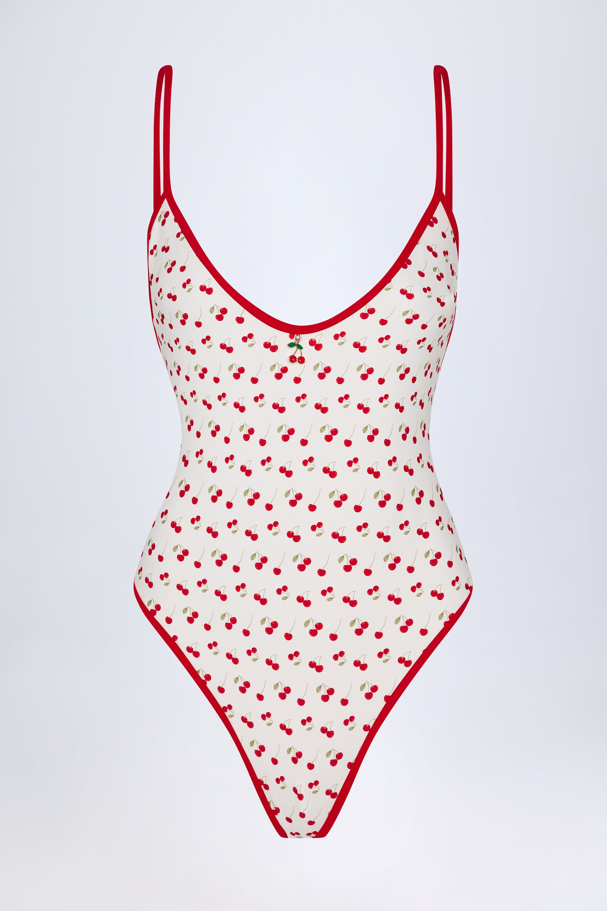 Ostend Charm-Detail Cross-Back Swimsuit in Cherry Print - Image 5