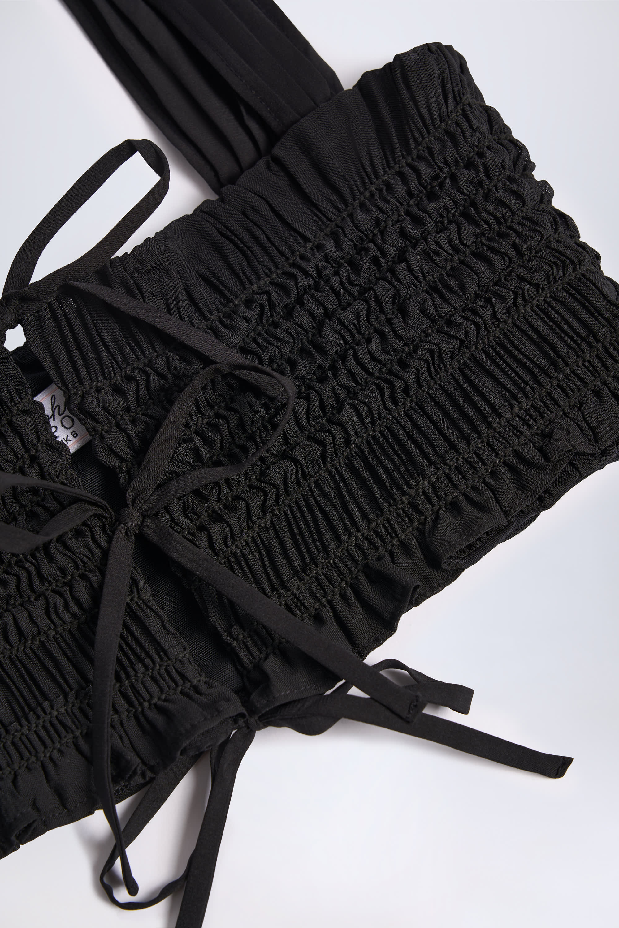 Ottilie Ruffled Tie-Front Crop Top in Black - Image 4