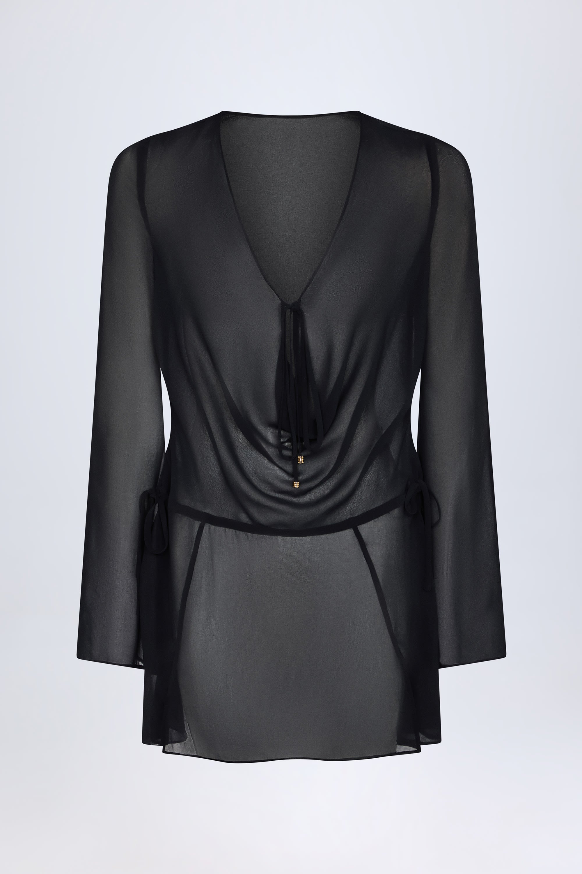Oualie Cowl-Neck Mini Dress in Black - Image 3