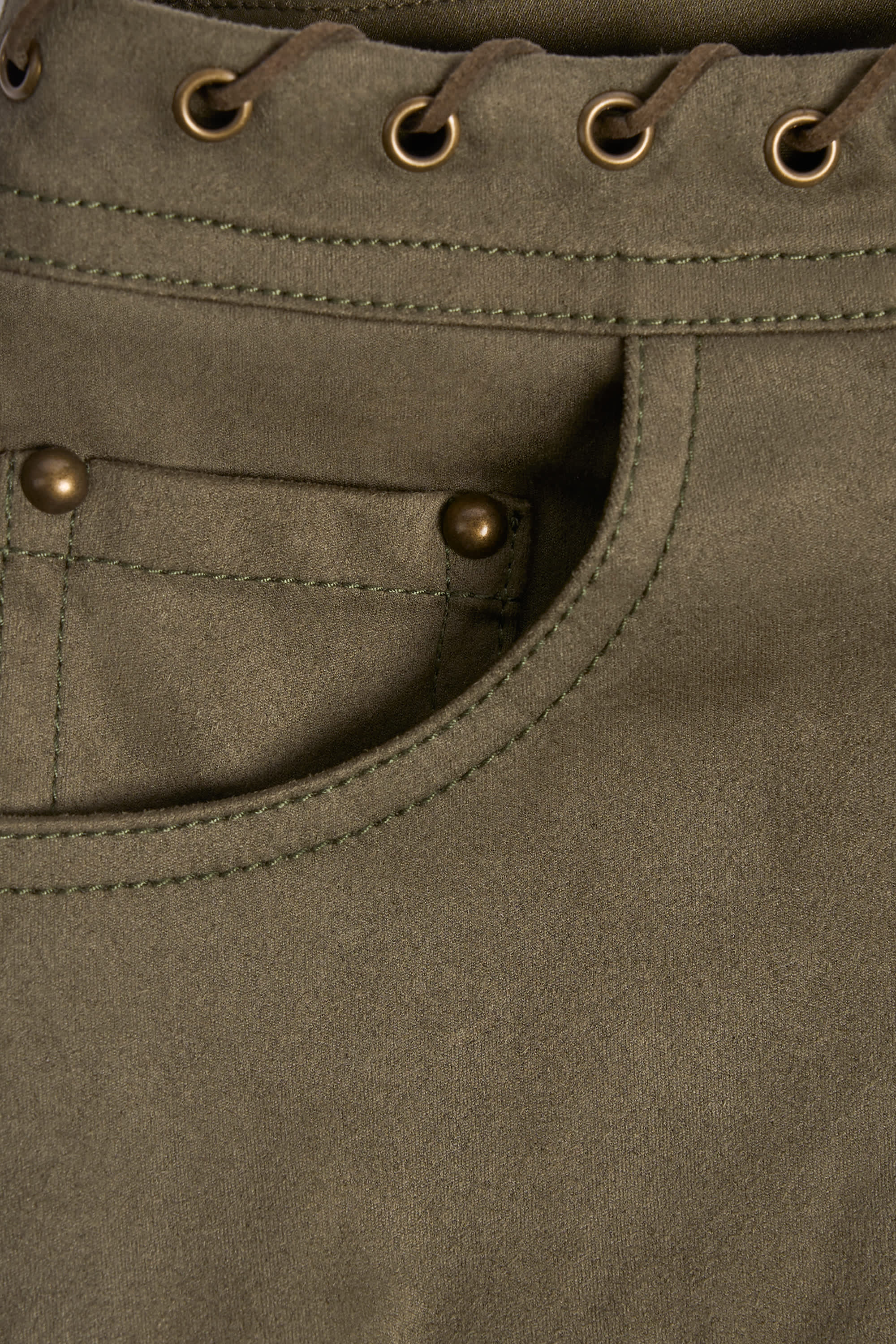 Parva Lace-Up Mid-Rise Shorts in Dark Khaki - Image 5