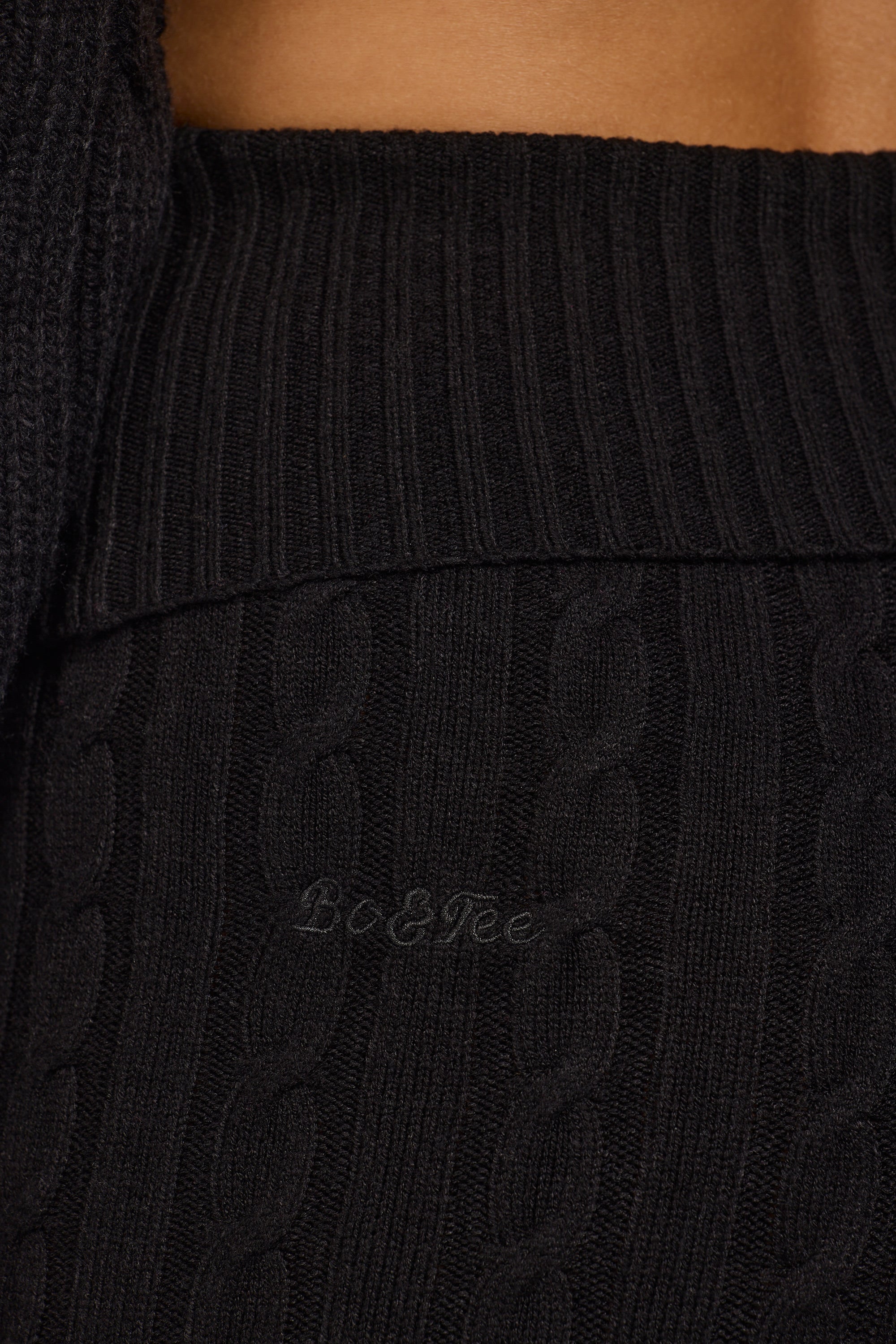 Petite Cable-Knit Flared Trousers in Black - Image 4
