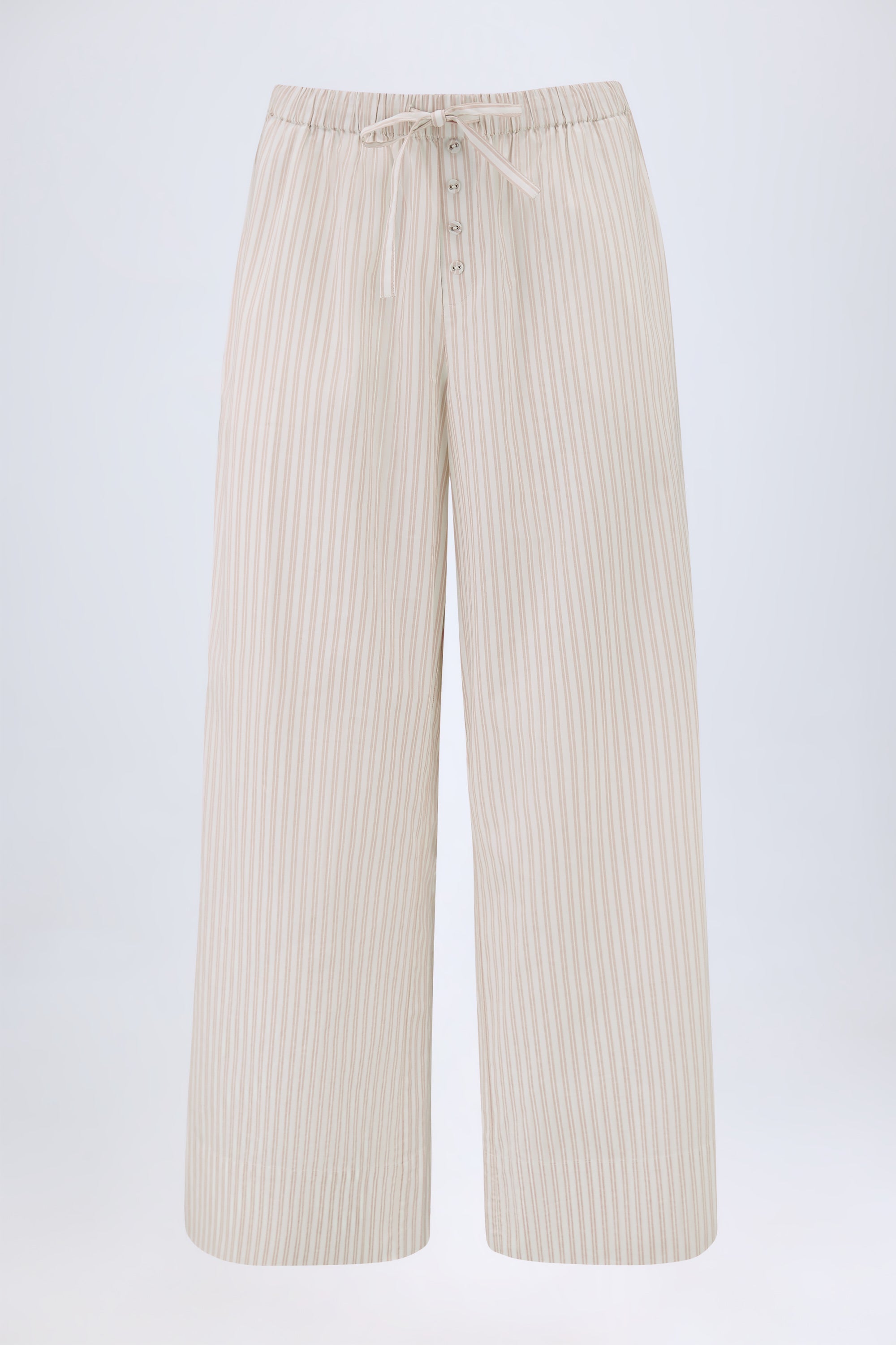 Piran Mid-Rise Wide-Leg Trousers in Light Taupe Stripe - Image 3