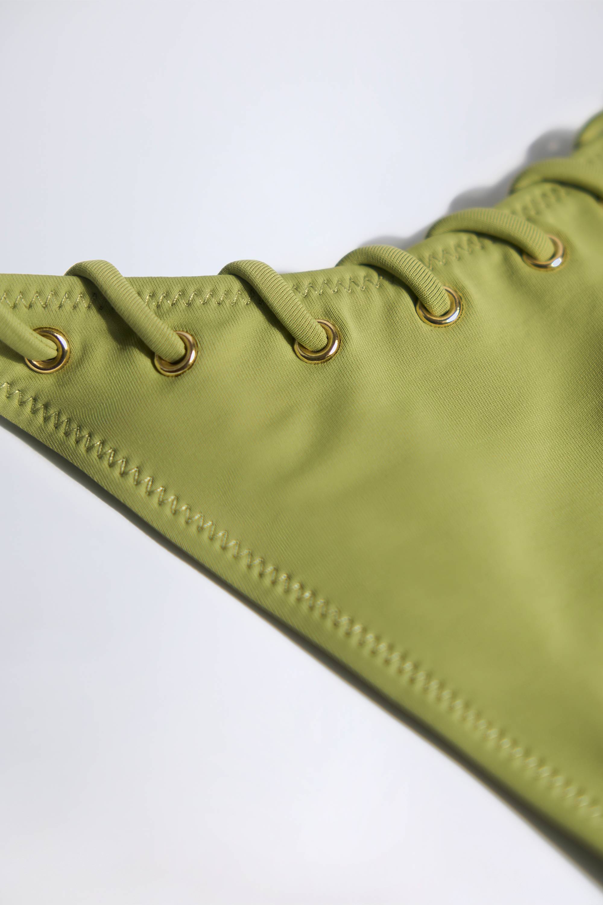 Polynesia Drawstring Thong Bikini Bottoms in Olive Green - Image 6
