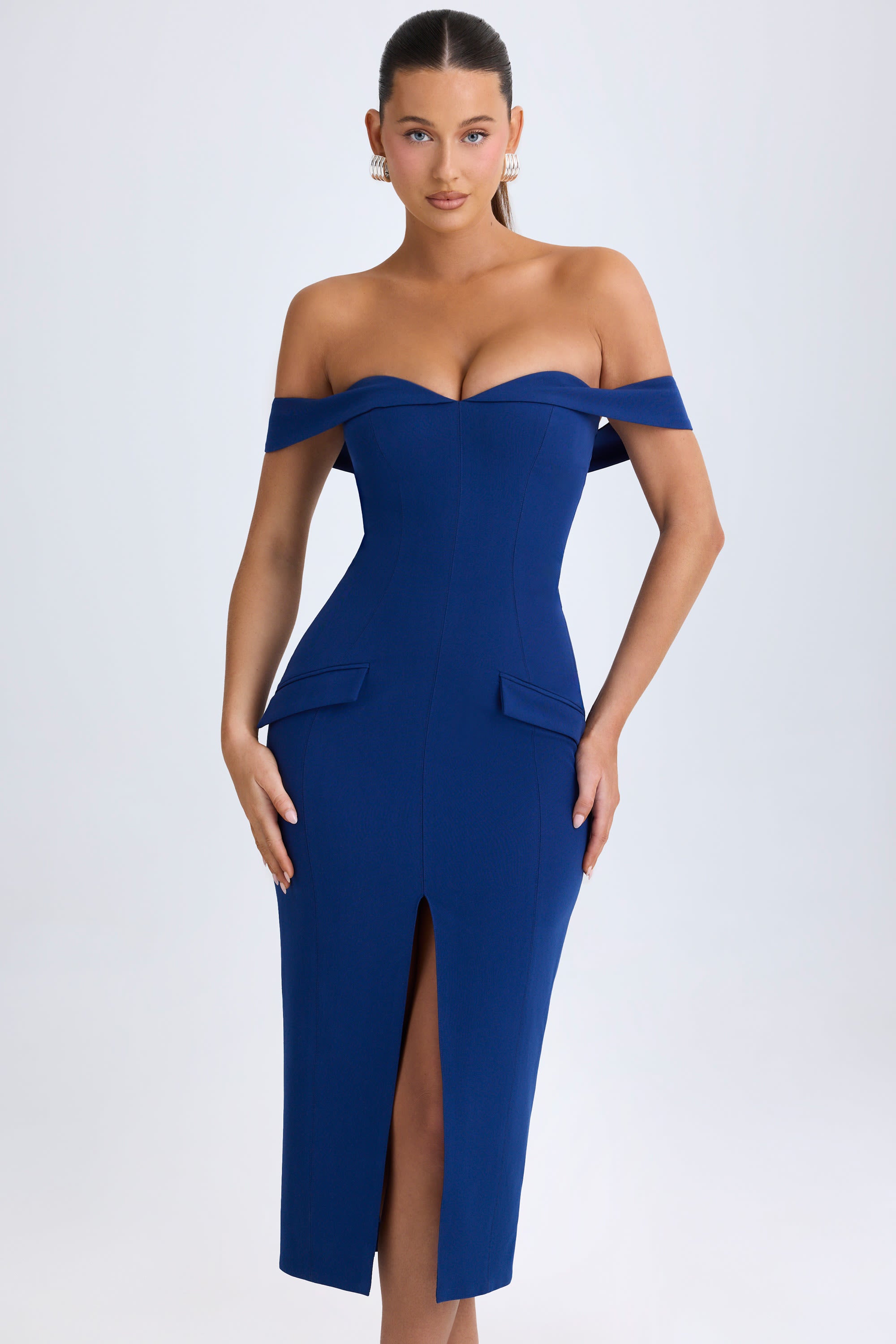 Rasine Off-Shoulder Midaxi Dress in True Navy