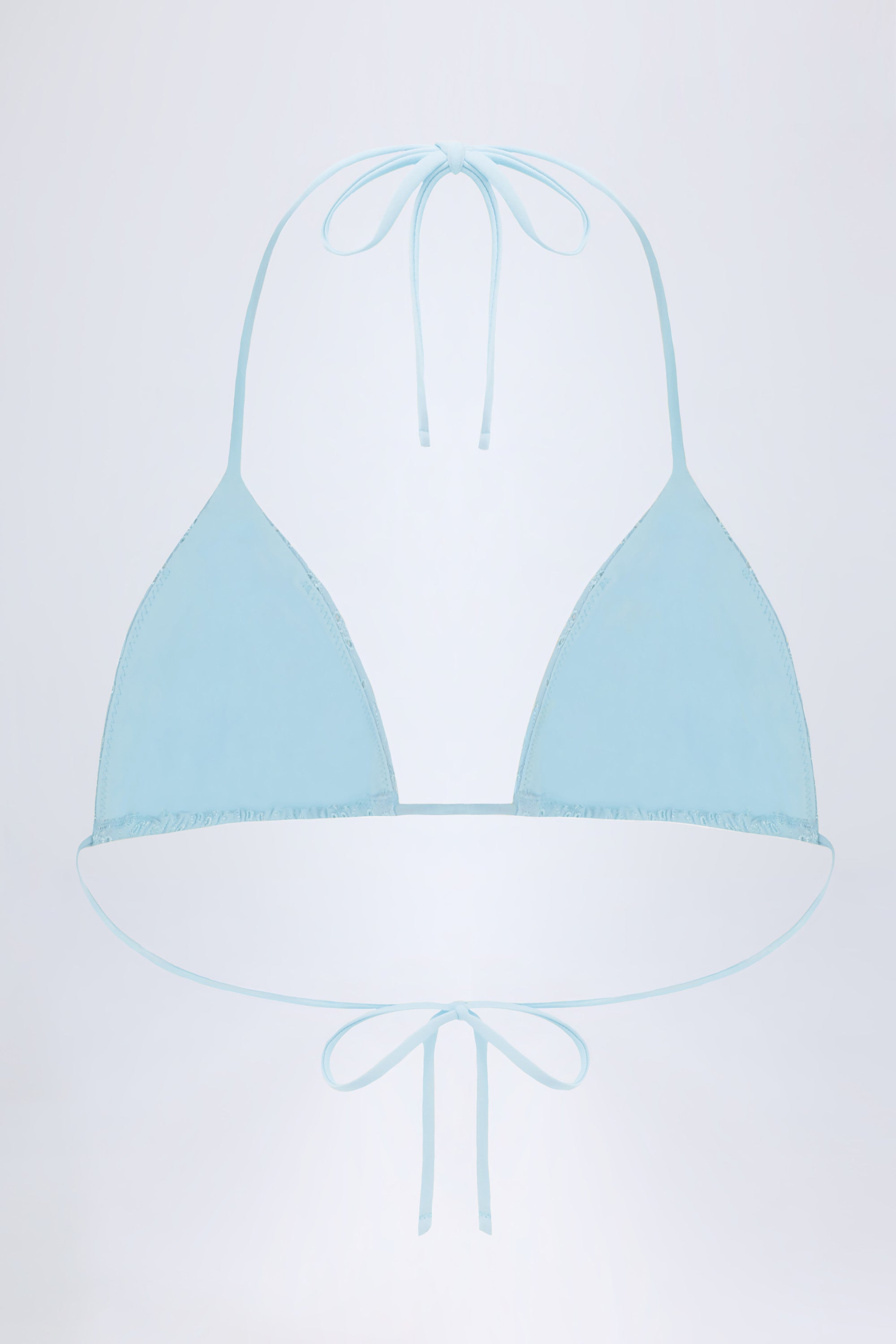 Recife Broderie Anglaise Triangle Bikini Top in Powder Blue - Image 3