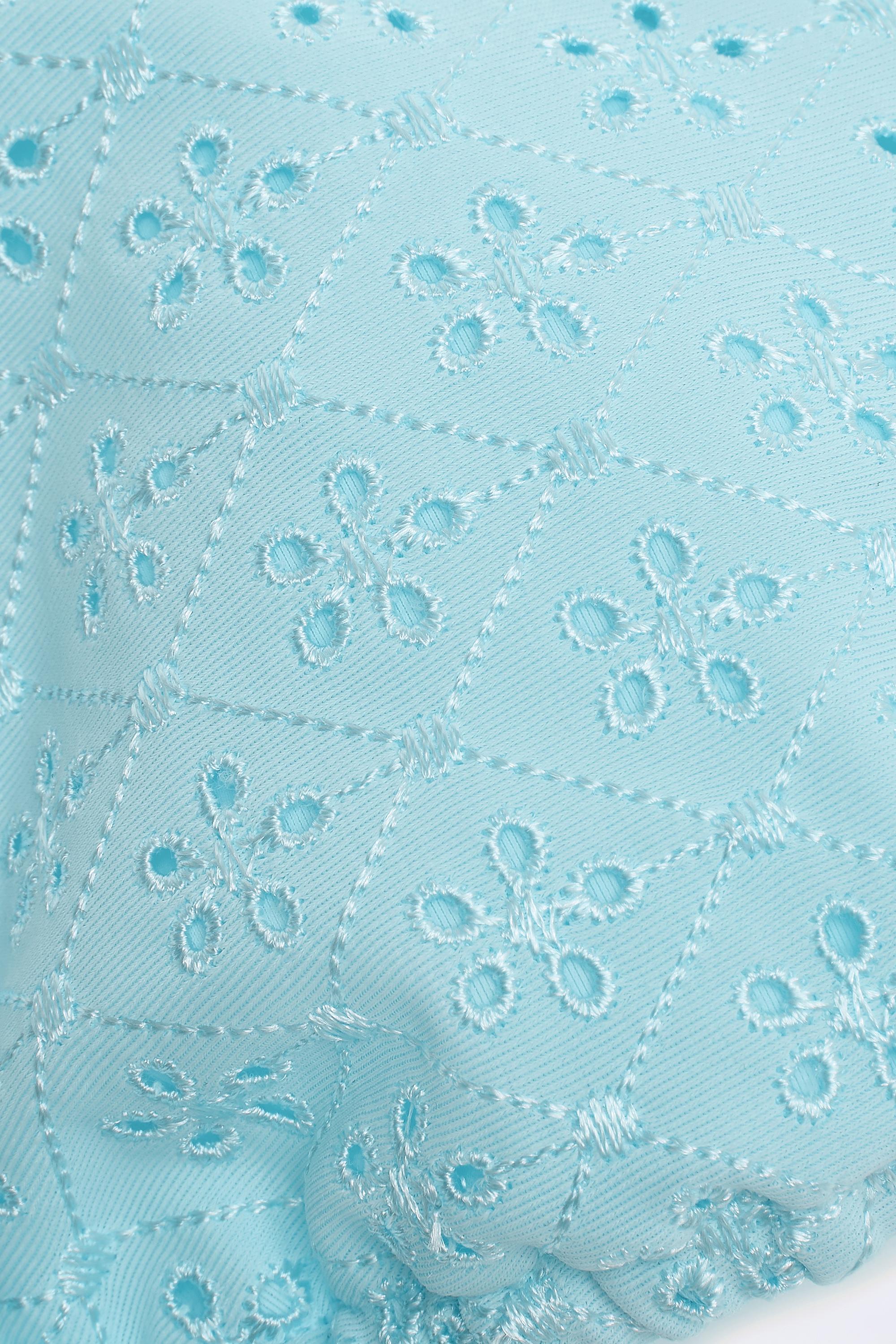 Recife Broderie Anglaise Triangle Bikini Top in Powder Blue - Image 5