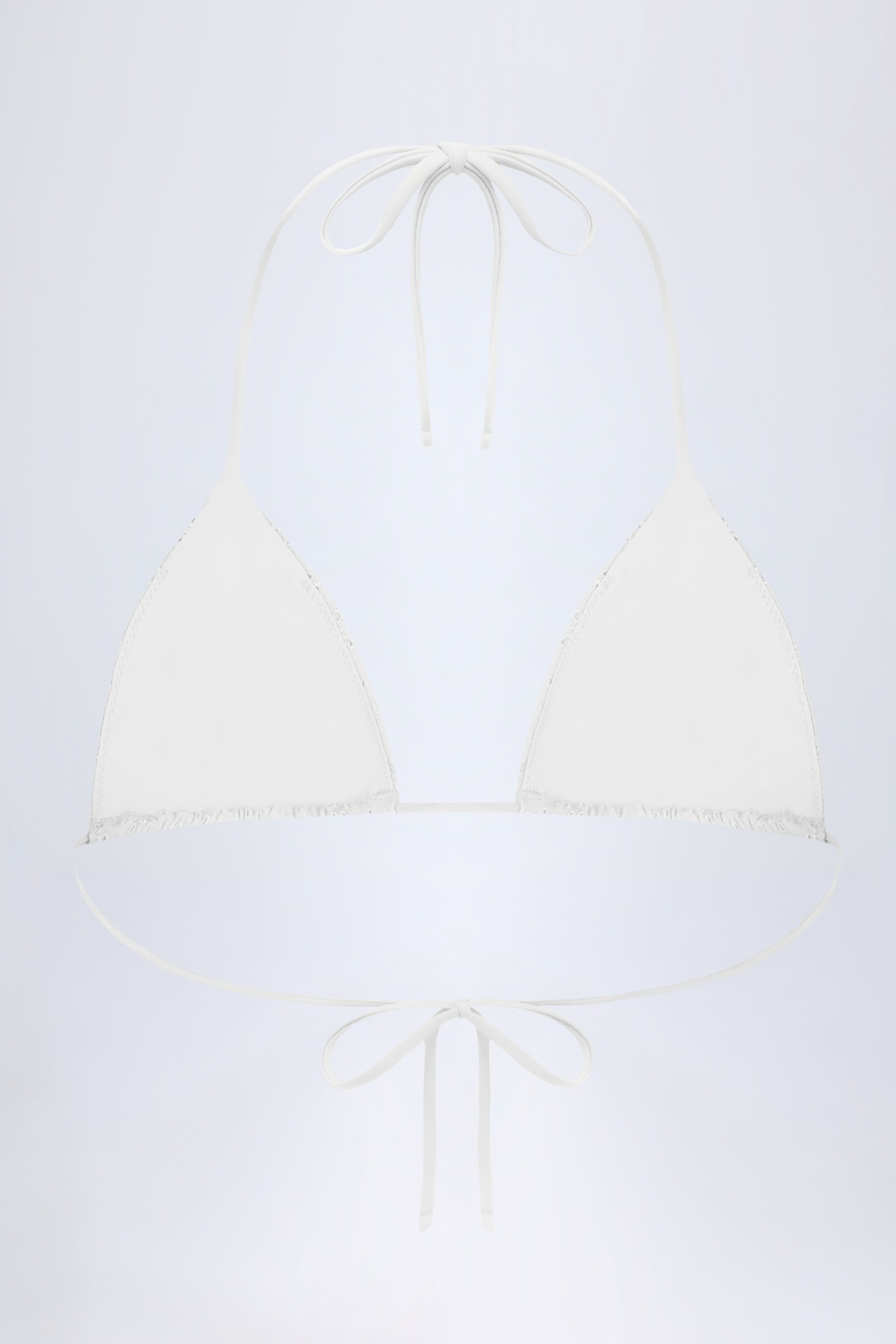 Recife Broderie Anglaise Triangle Bikini Top in White - Image 3