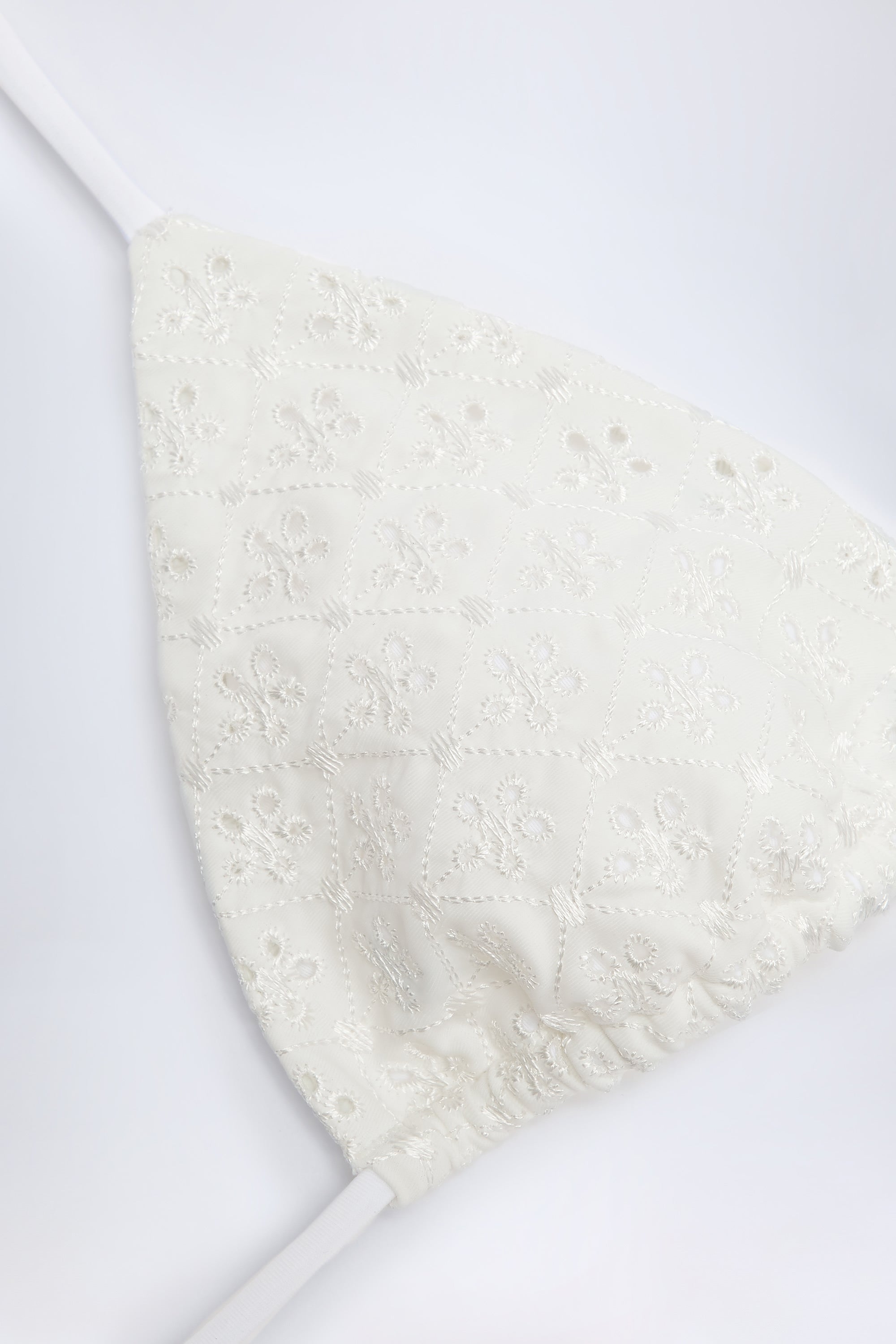 Recife Broderie Anglaise Triangle Bikini Top in White - Image 4