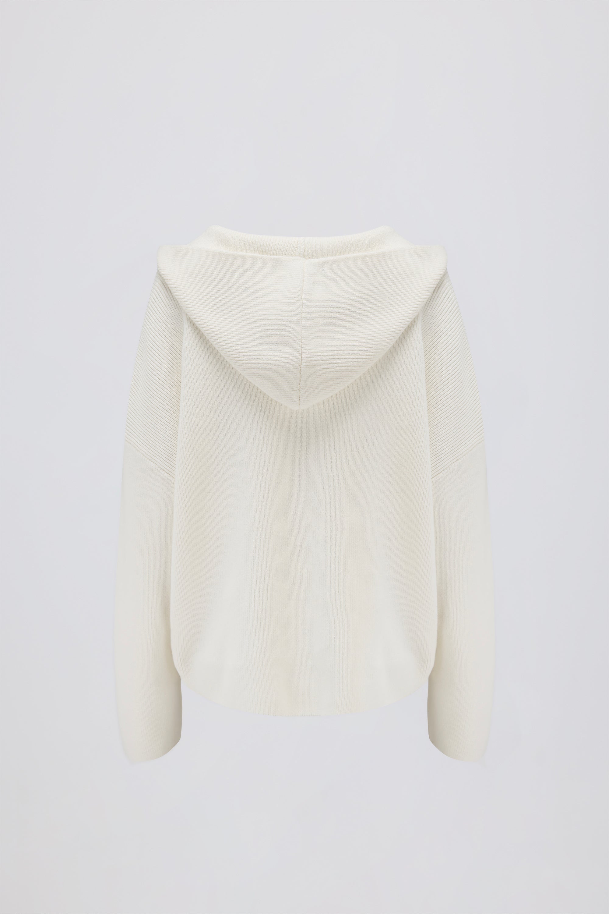 Ribbed-Knit Oversized Hoodie in Ivory - Image 2