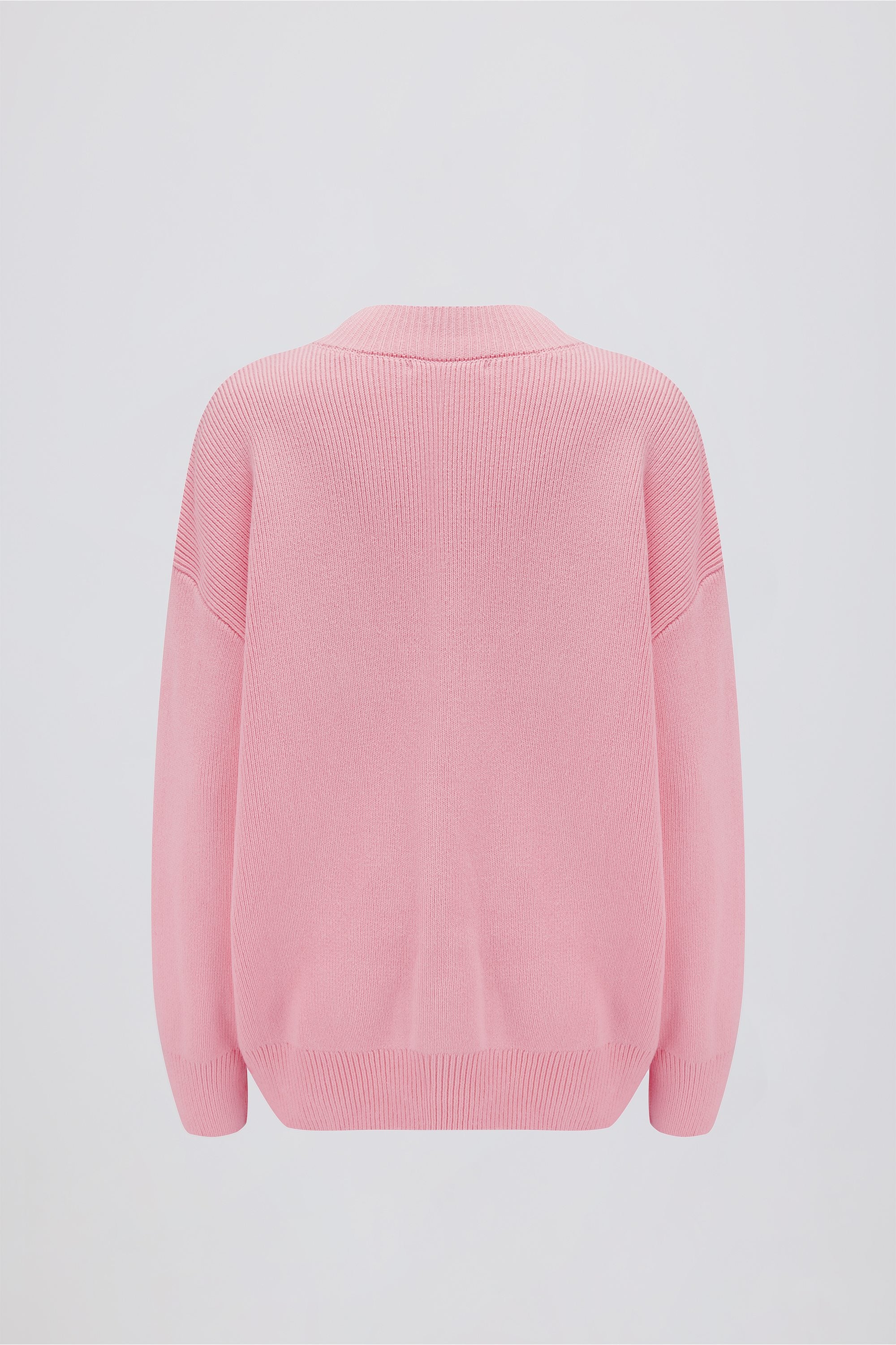 Ribbed-Knit Oversized Jumper in Pale Pink - Image 2