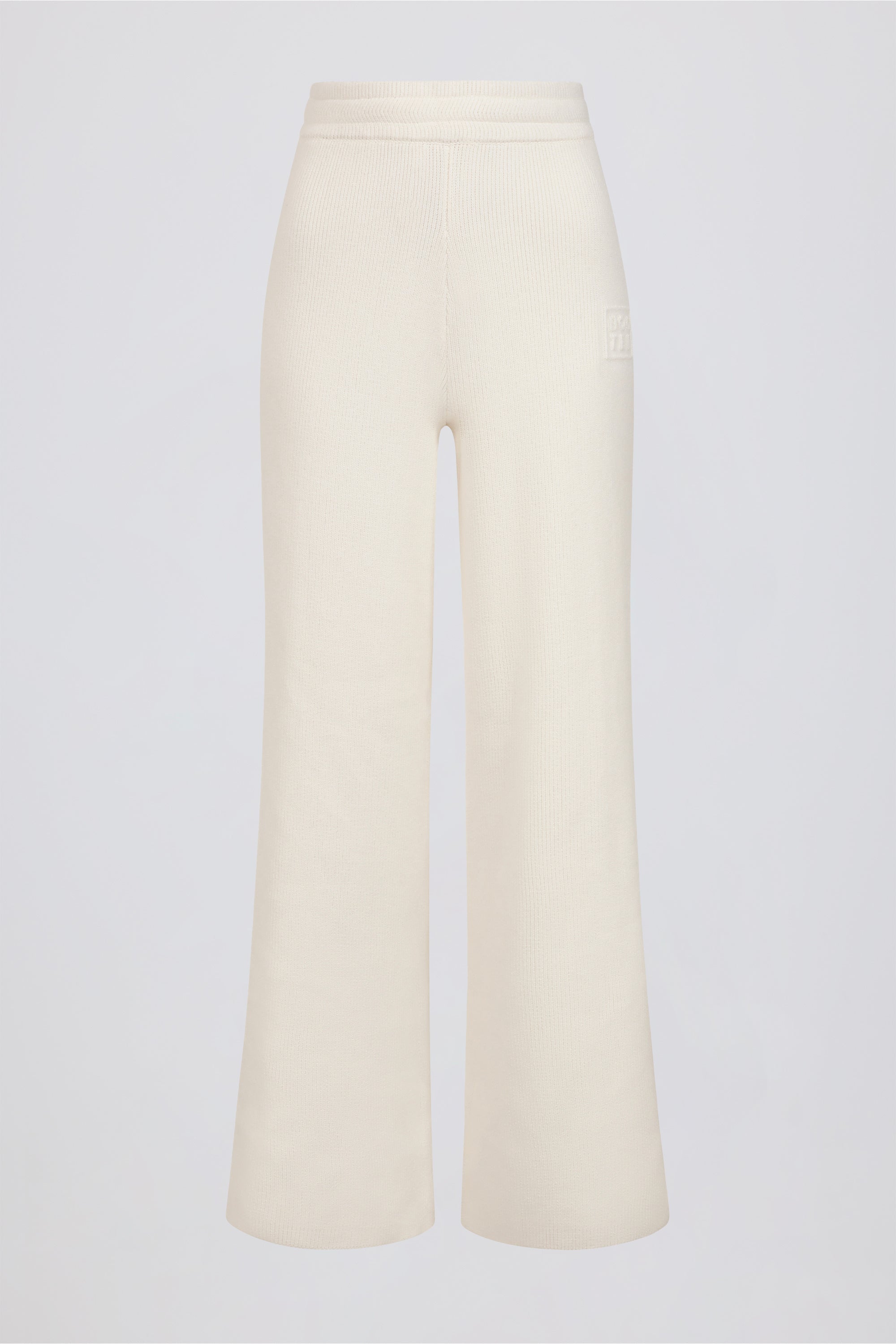Ribbed-Knit Wide-Leg Joggers in Ivory - Image 2