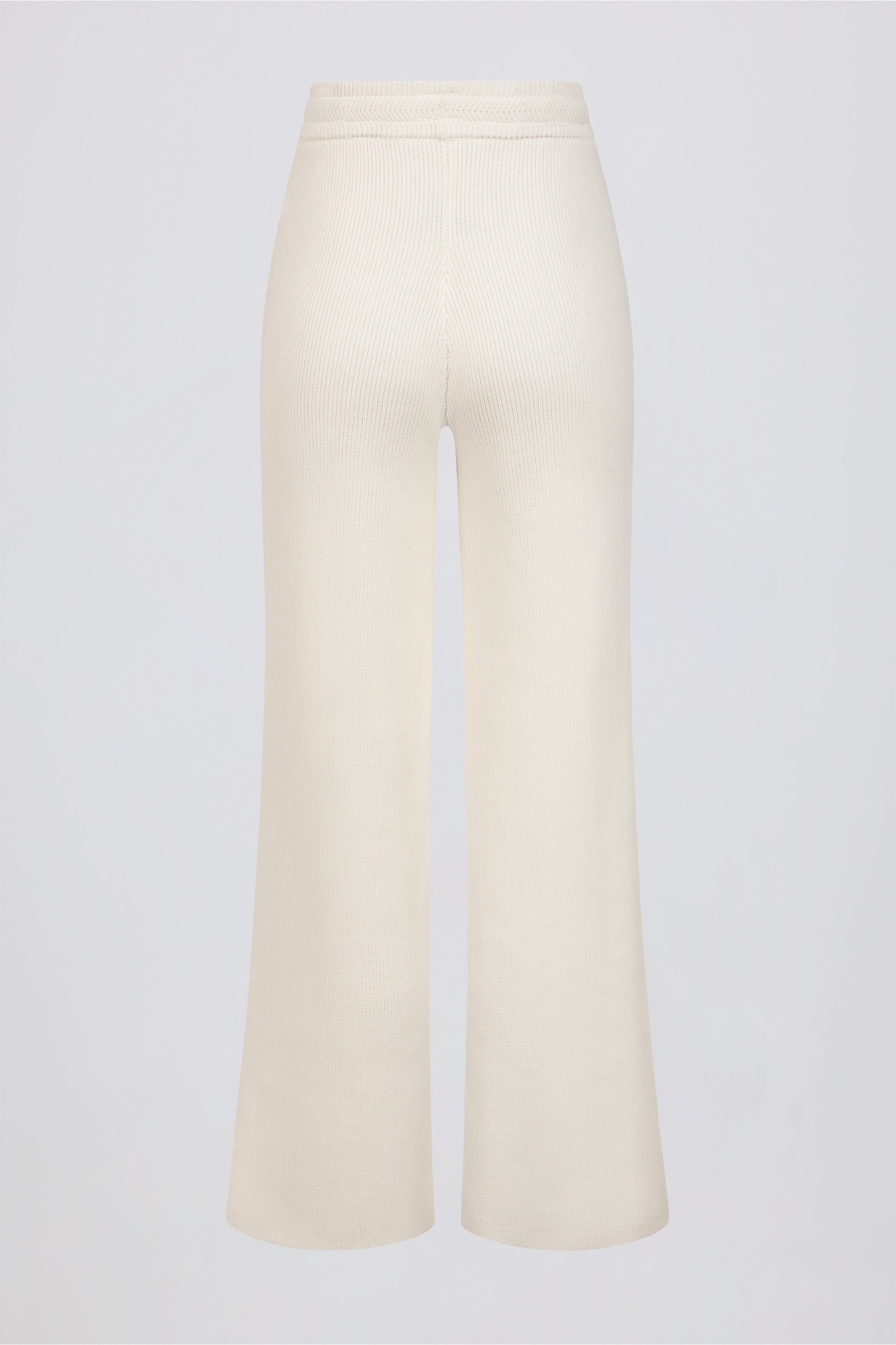 Ribbed-Knit Wide-Leg Joggers in Ivory - Image 3
