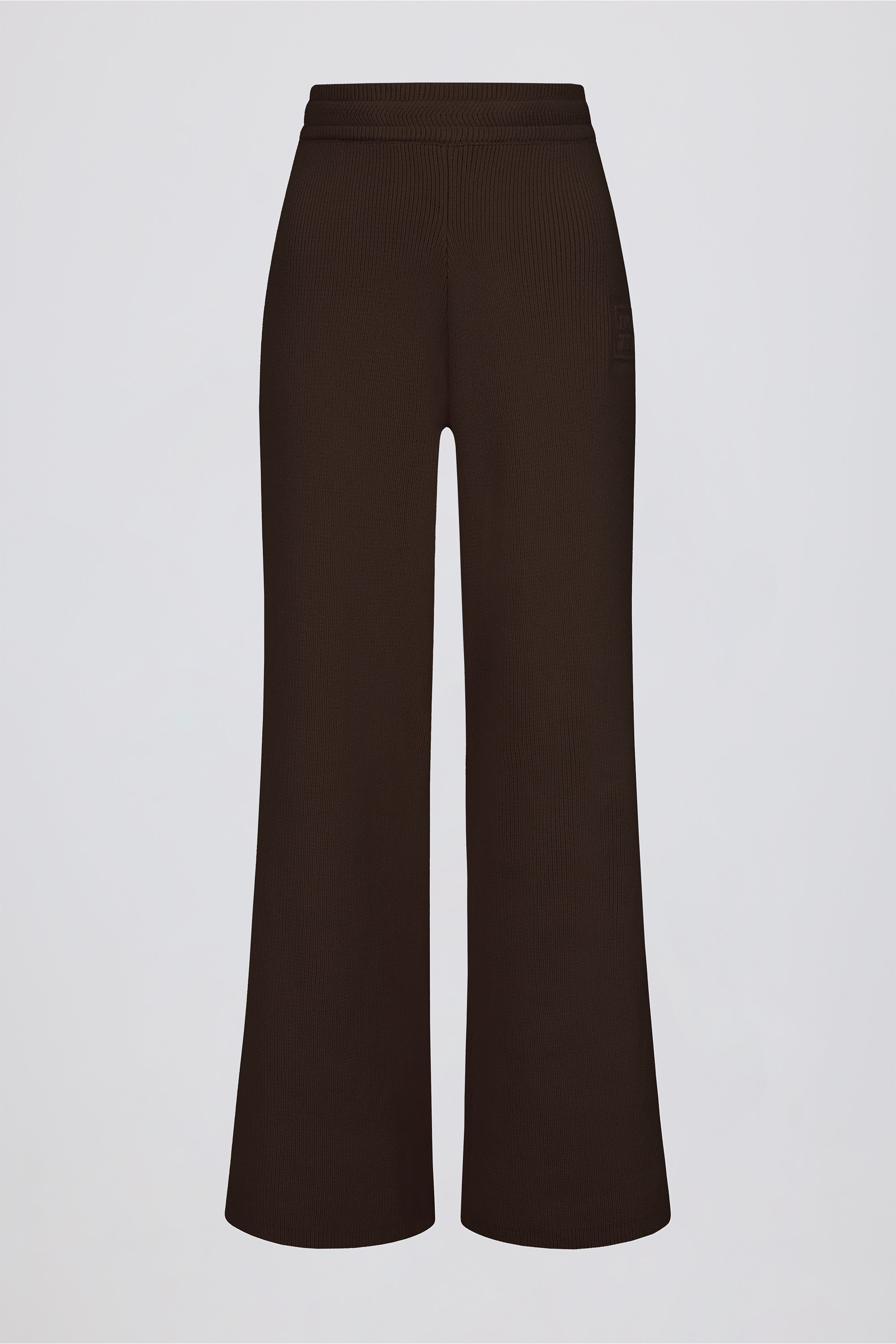 Ribbed-Knit Wide-Leg Joggers in Pecan