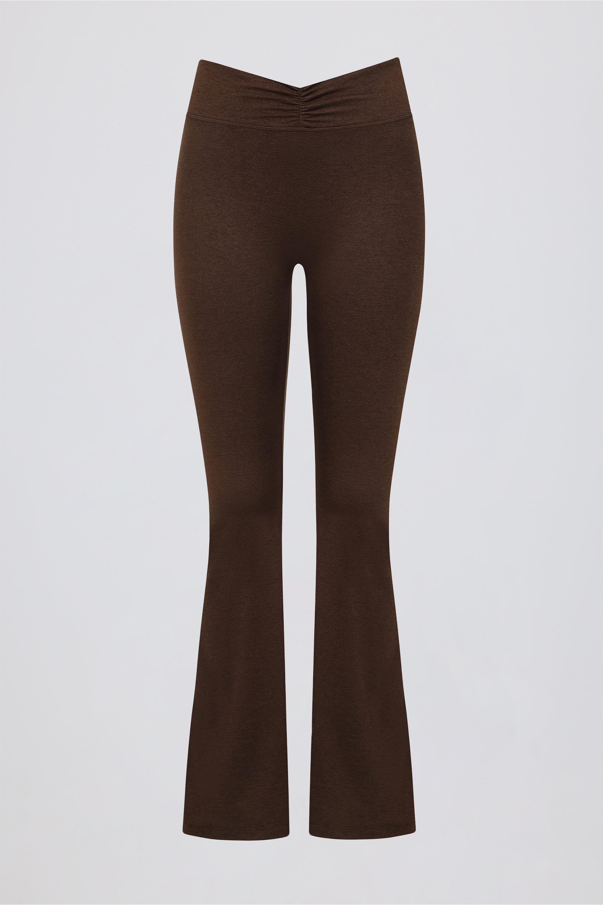 Ruched Flared Trousers in Pecan Marl - Image 5