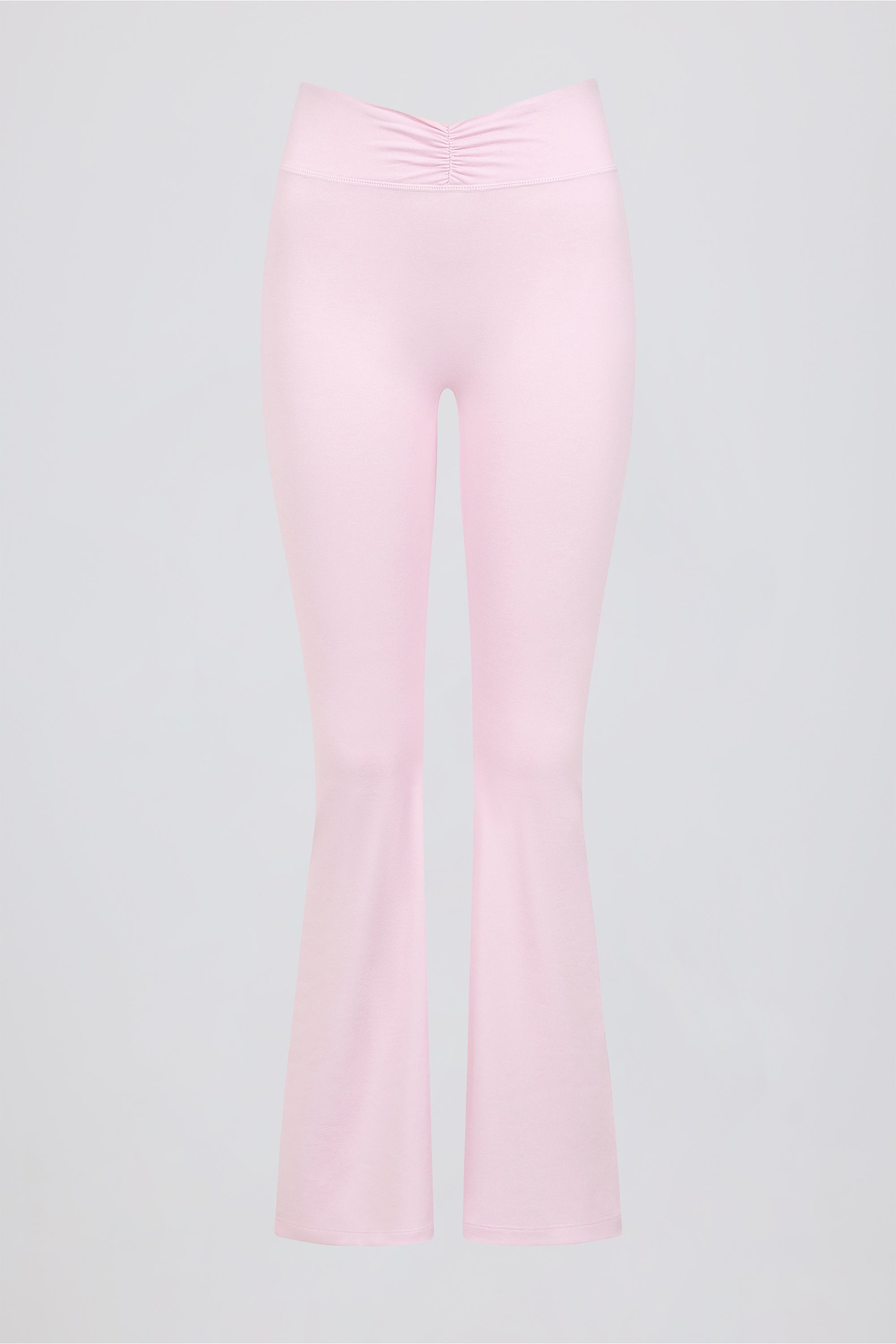 Ruched Flared Trousers in Pink Marl - Image 5
