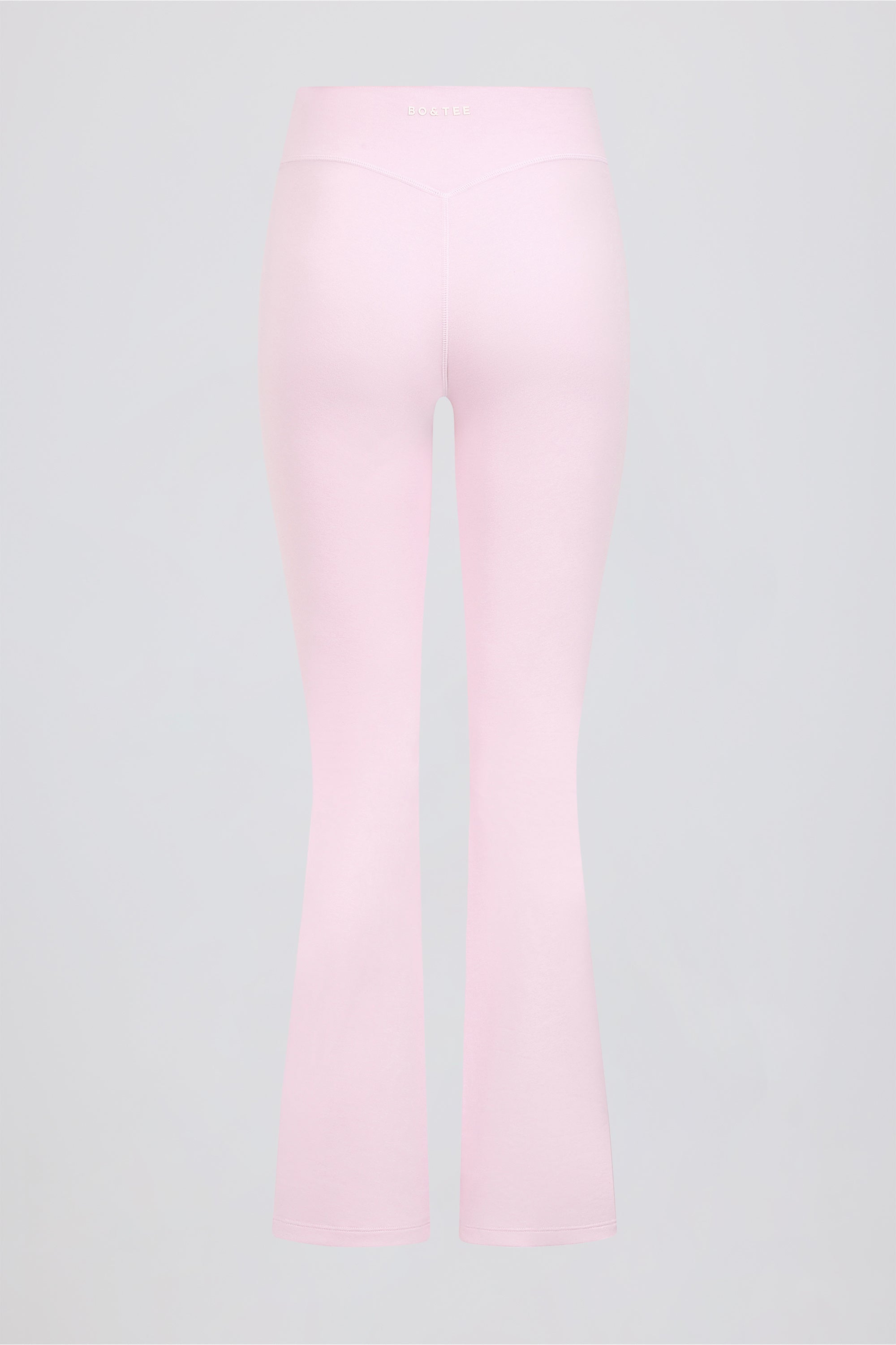 Ruched Flared Trousers in Pink Marl - Image 6