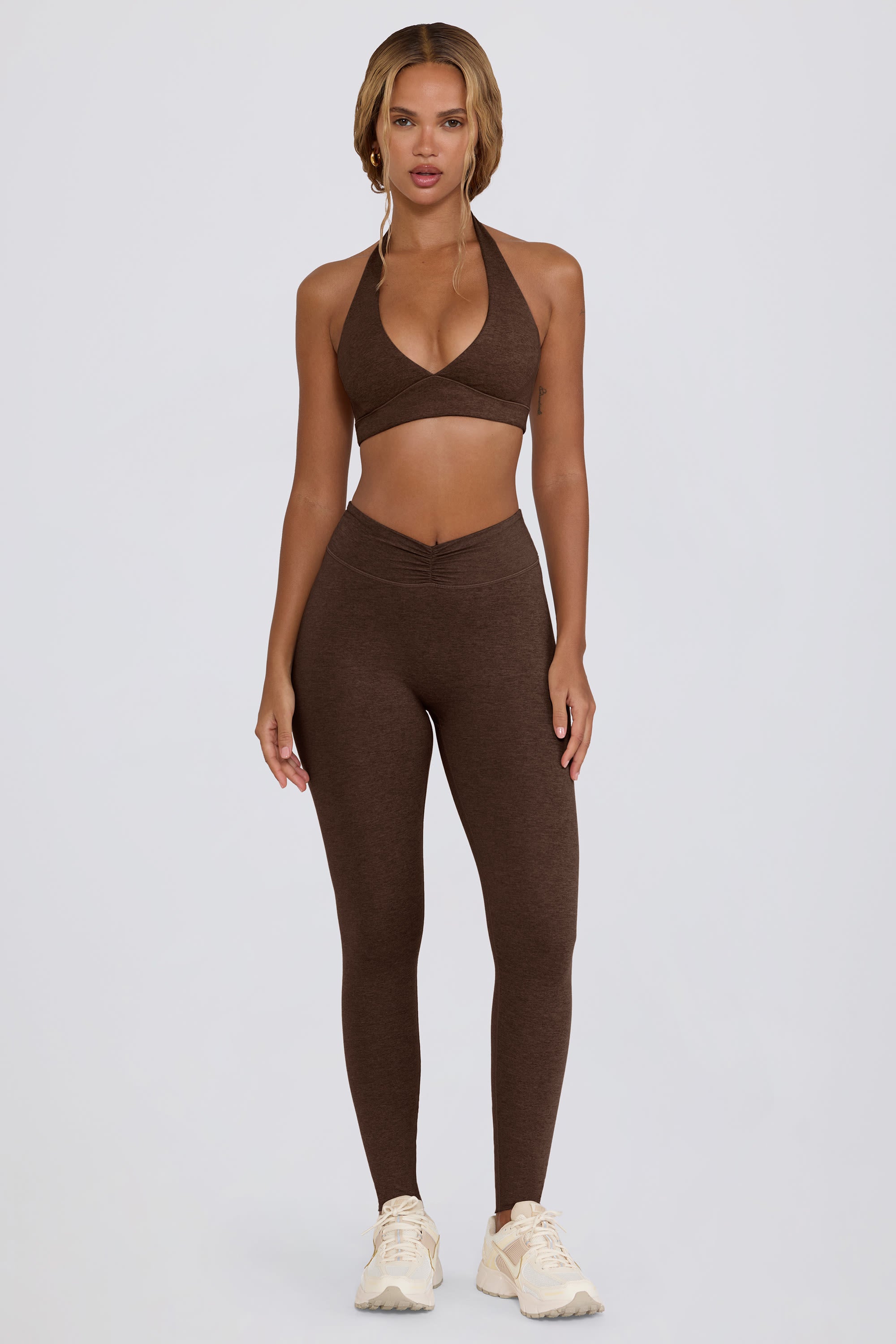 Ruched Mid-Rise Leggings in Pecan Marl - Image 2