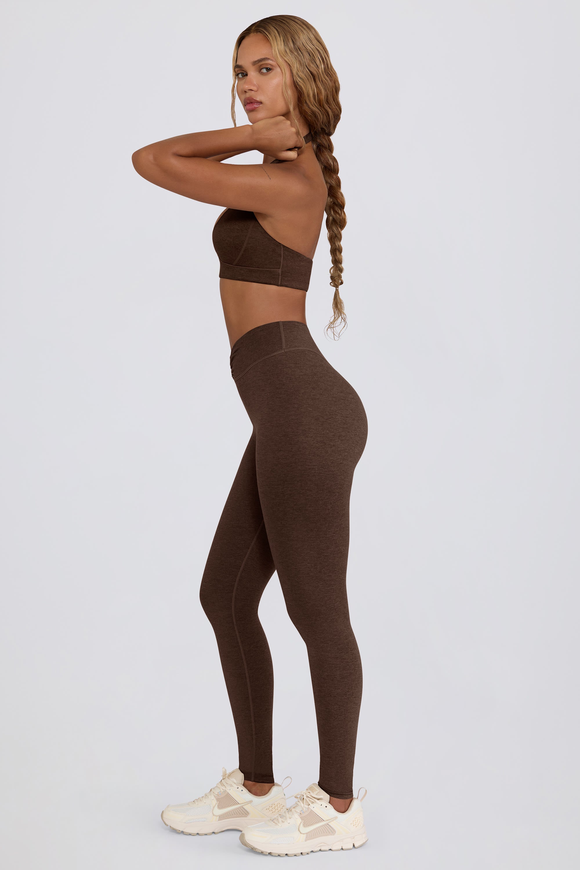 Ruched Mid-Rise Leggings in Pecan Marl - Image 3