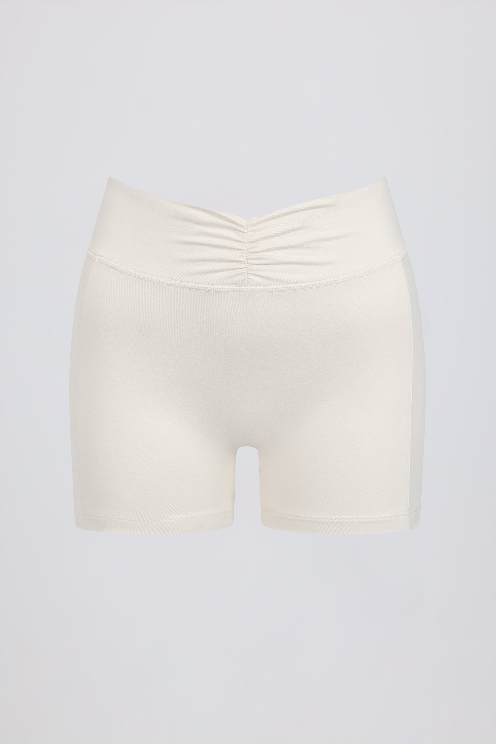 Ruched Mini Shorts in Ivory Marl - Image 6